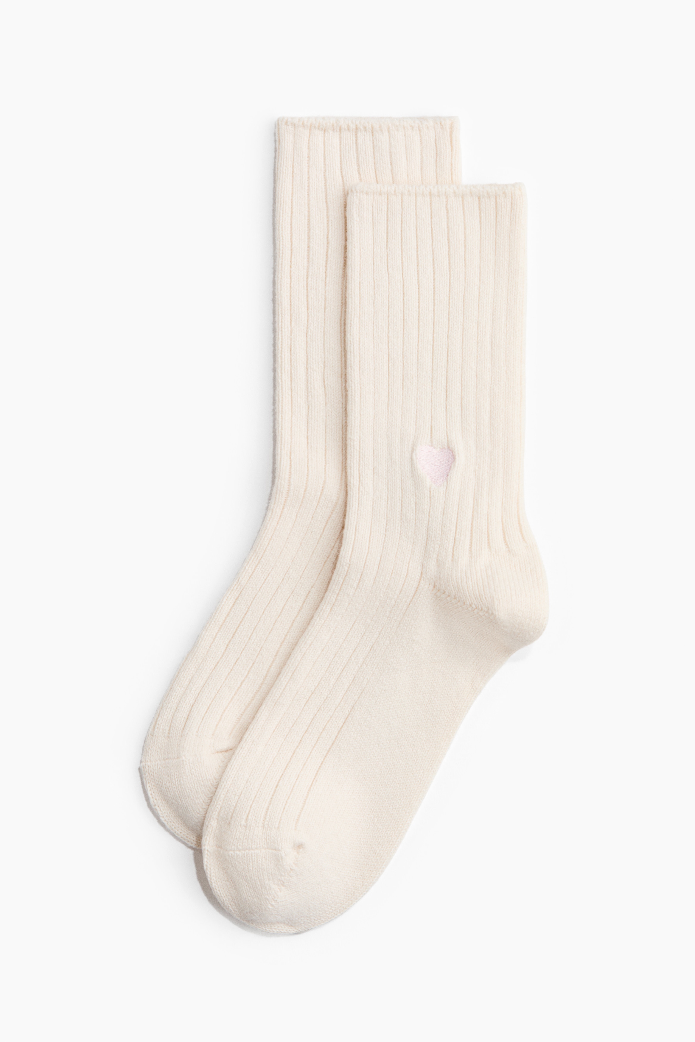 Gerippte Socken - Cremefarben