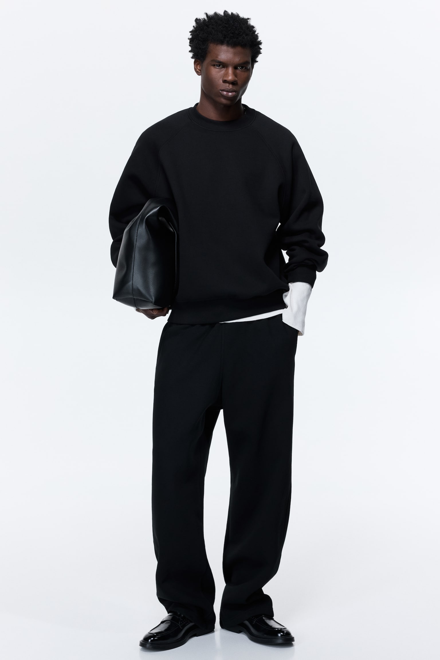 סווטשירט Oversized Fit - שחור/אפור מלאנז'/ירוק חאקי כהה/Plum purple - 4