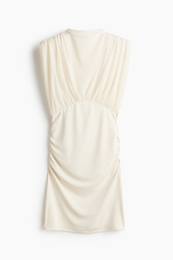 Drapiertes Minikleid - Cremefarben/Schwarz - 1