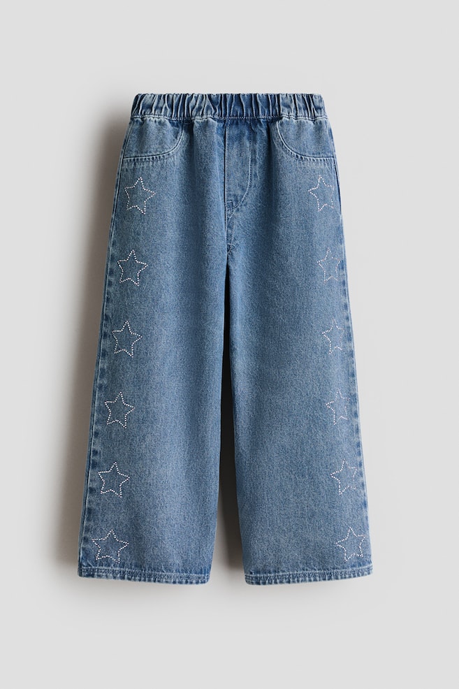 Straight-leg denim joggers - Denim blue/Stars - 1