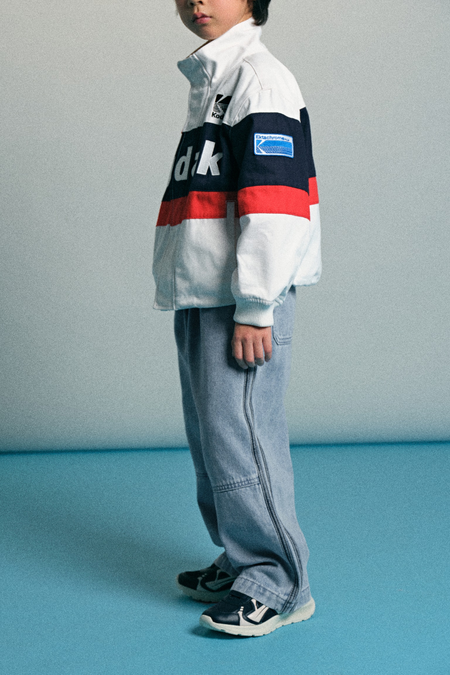 Motif-detail denim trousers - Light denim blue/Kodak - 3