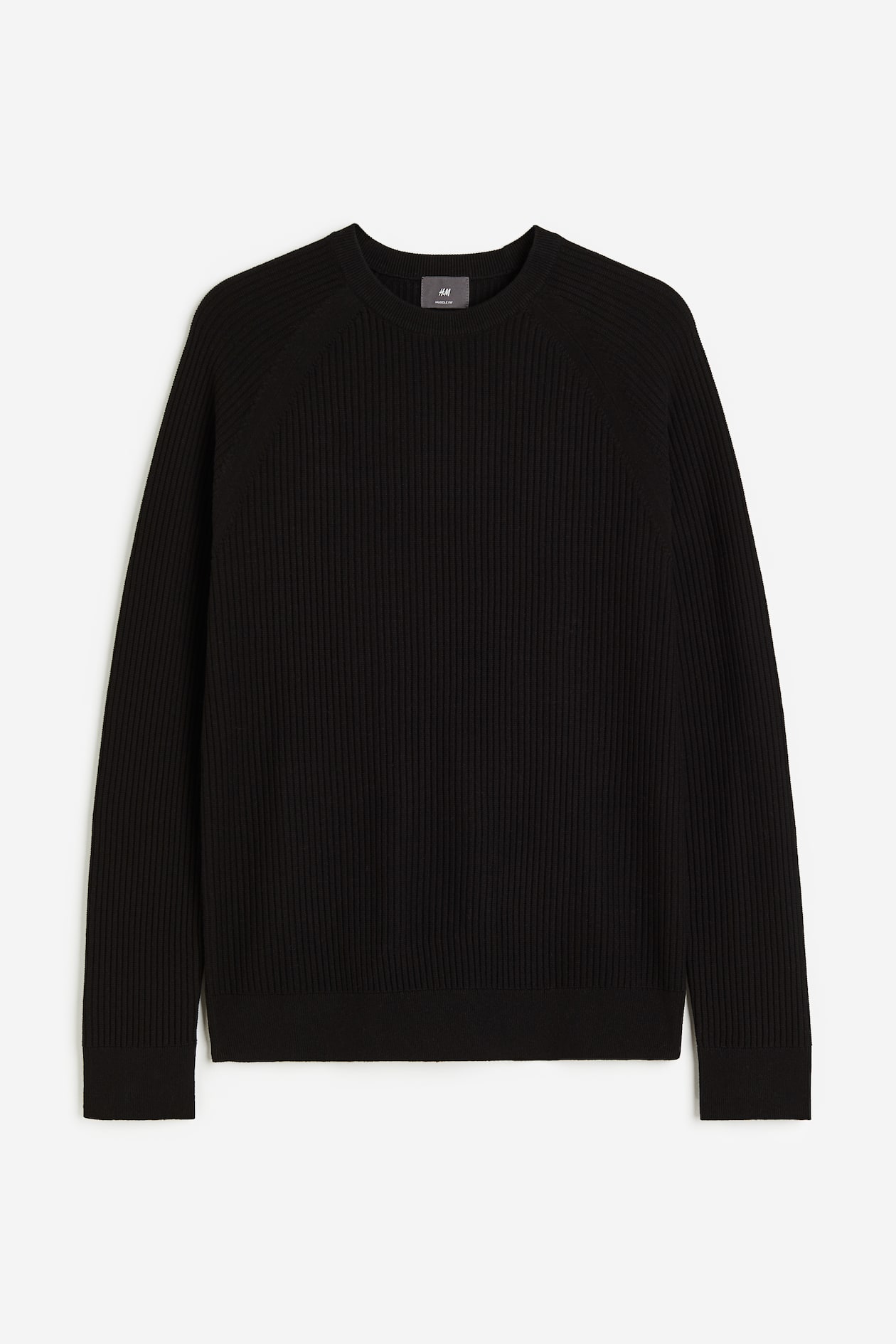 Muscle Fit Knit Sweater - Round Neck - Long sleeve - Black - Men | H&M US