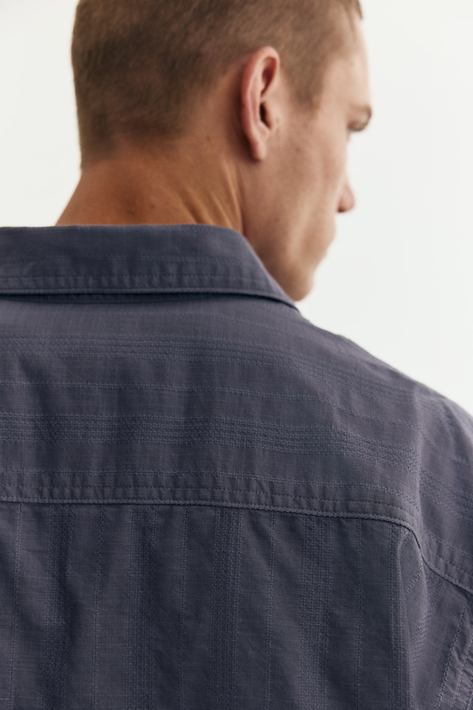 Regular Fit Textured shirt - Steel blue/Black/White - 6