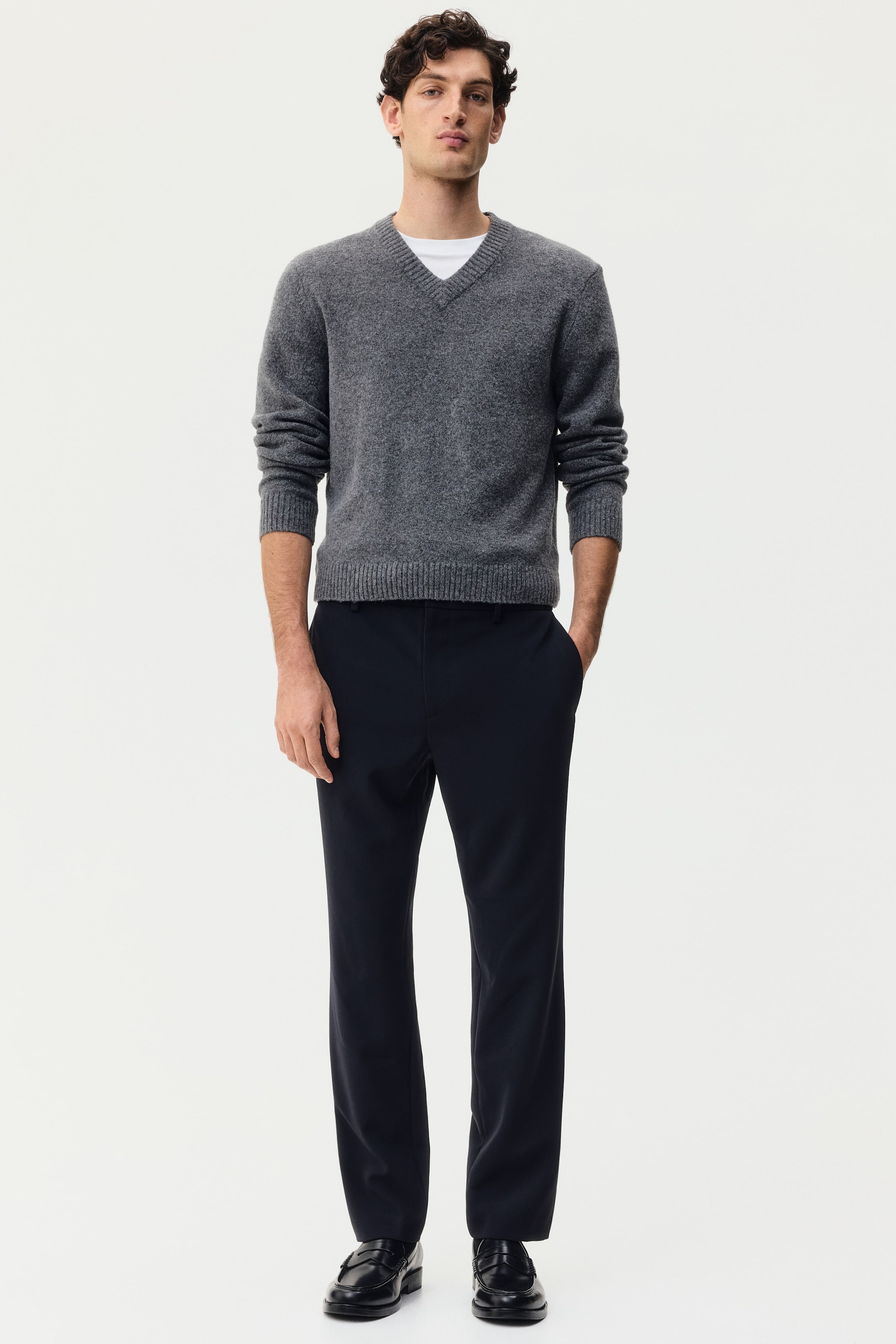 拡大画像を表示: スリムフィット テーラードパンツ - ネイビーブルー - Men | H&M JP 1