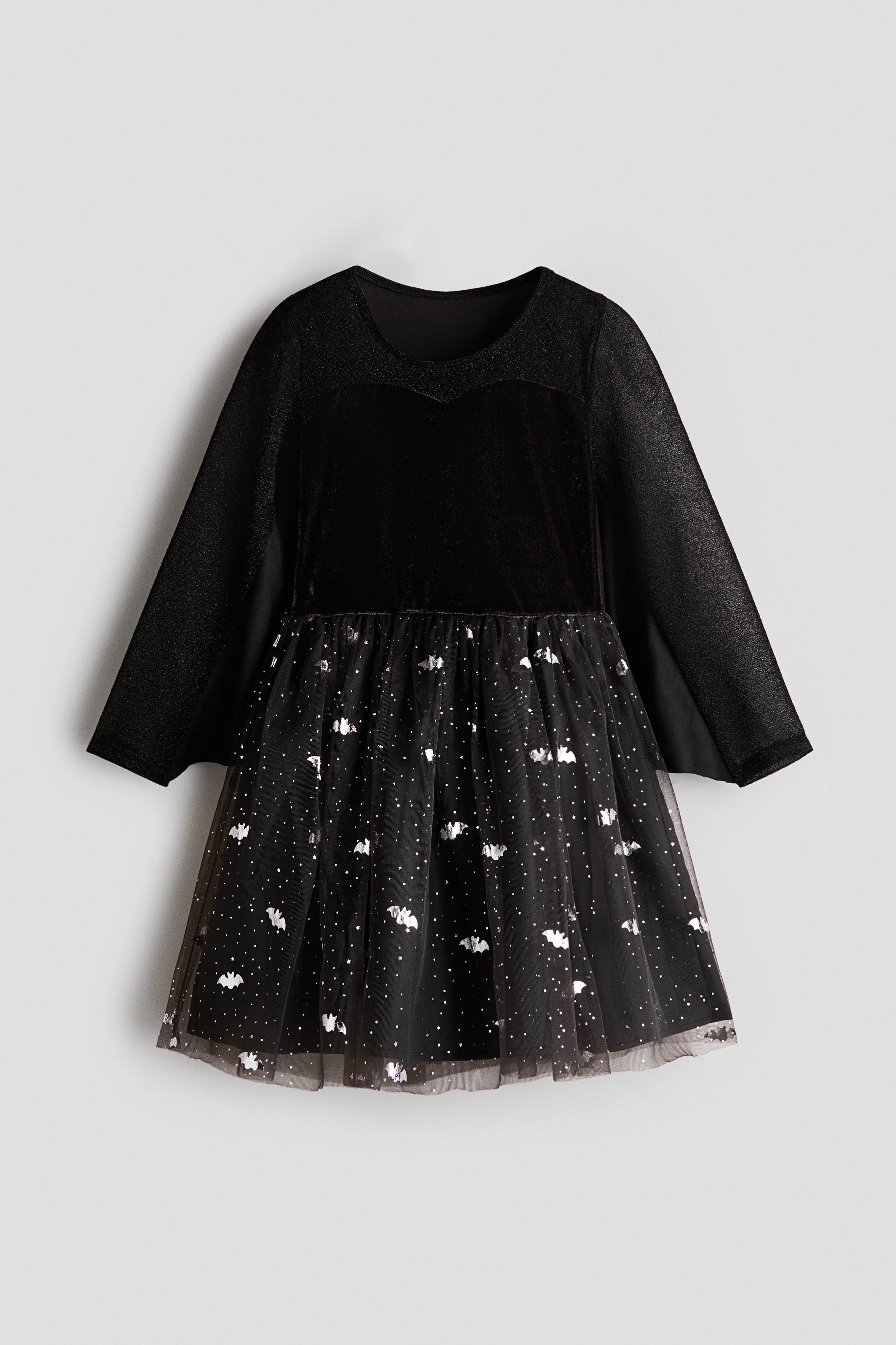 Vestido de dança com saia de tule - Black/Bats/Laranja/Abóbora de Halloween