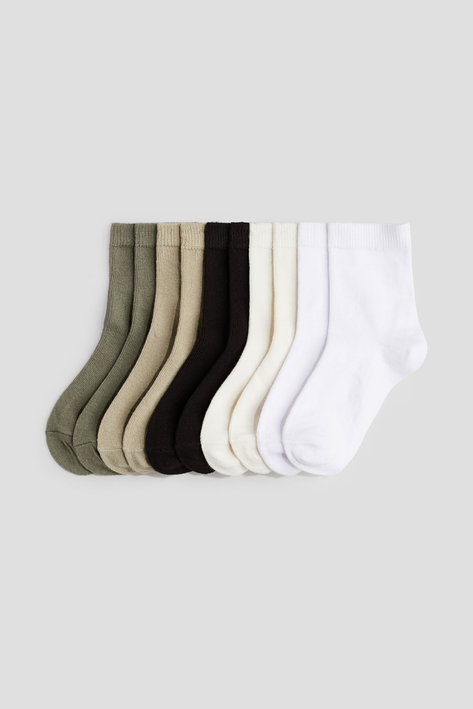 10-pack socks - Khaki green/Black/White/Bright blue/Pigeon blue/Black/Grey marl/Black/Grey/Beige/White - 1