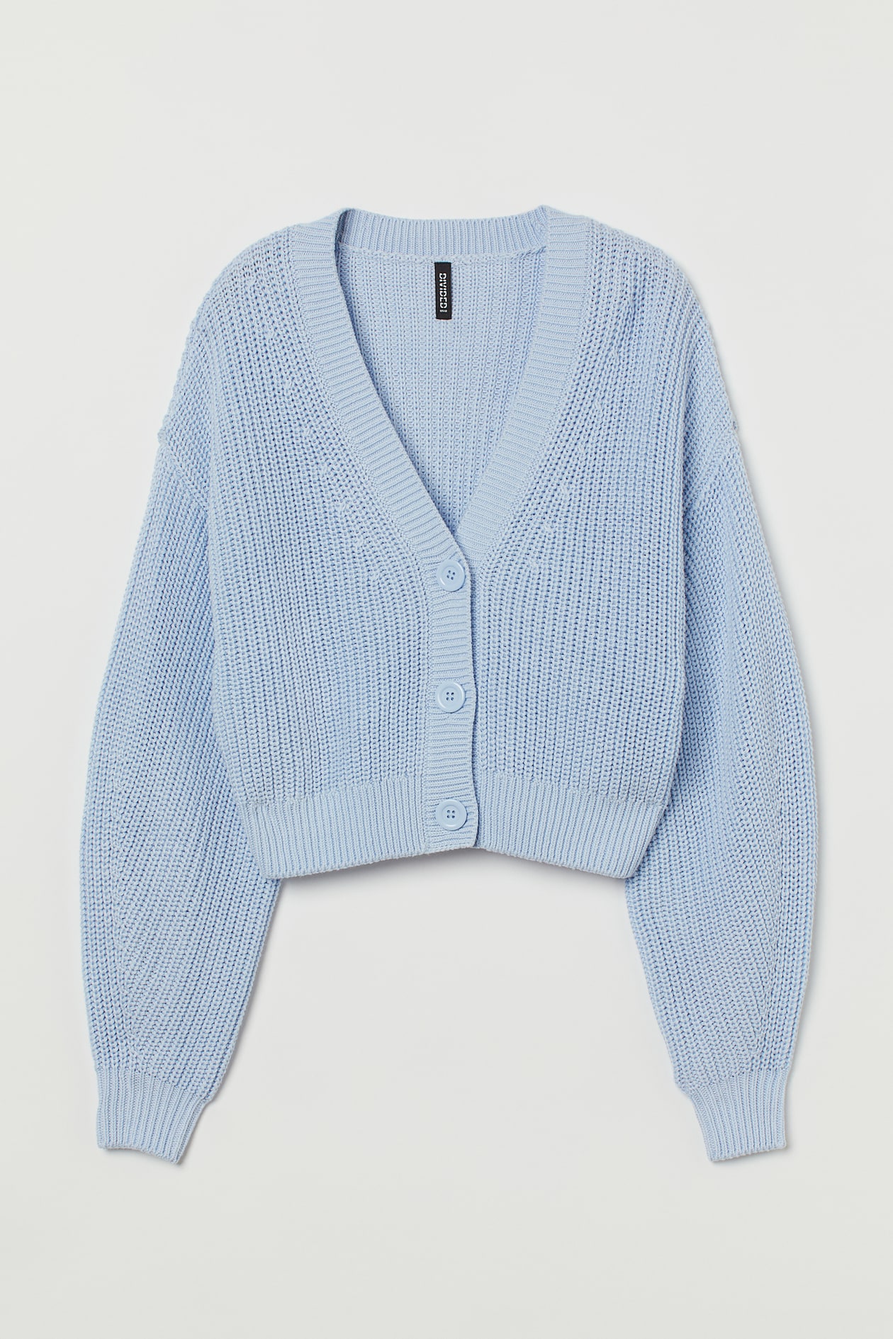 Rib-knit Cardigan - V-neck - Long sleeve - Light blue - Ladies | H&M US