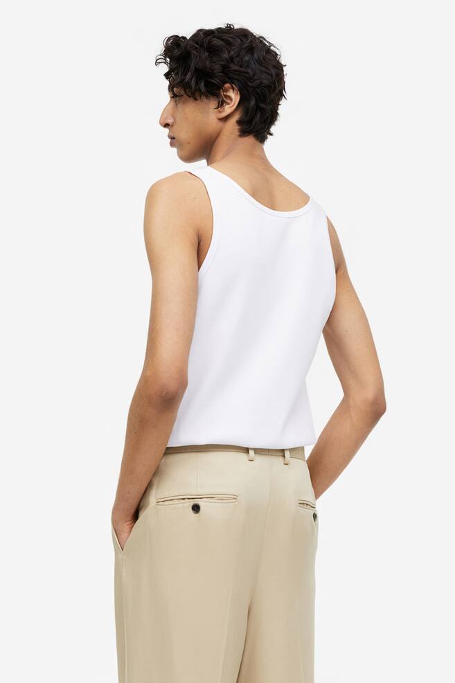 Slim Fit Ribbed vest top - White/Dark brown - 6