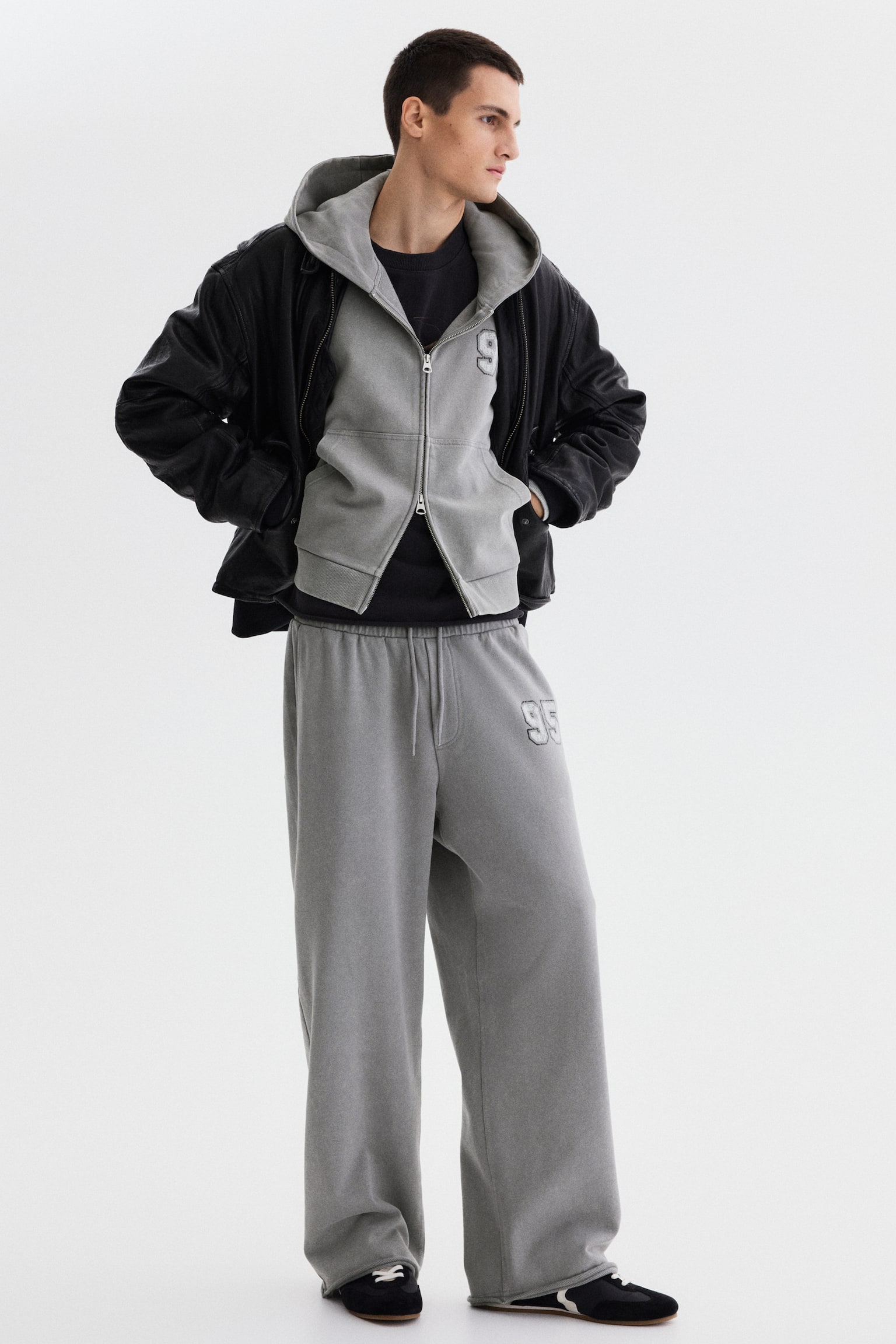 Veste à capuche carrée et zippée Oversized Fit - Gris ancien/95/Jaune/California dreams - 6