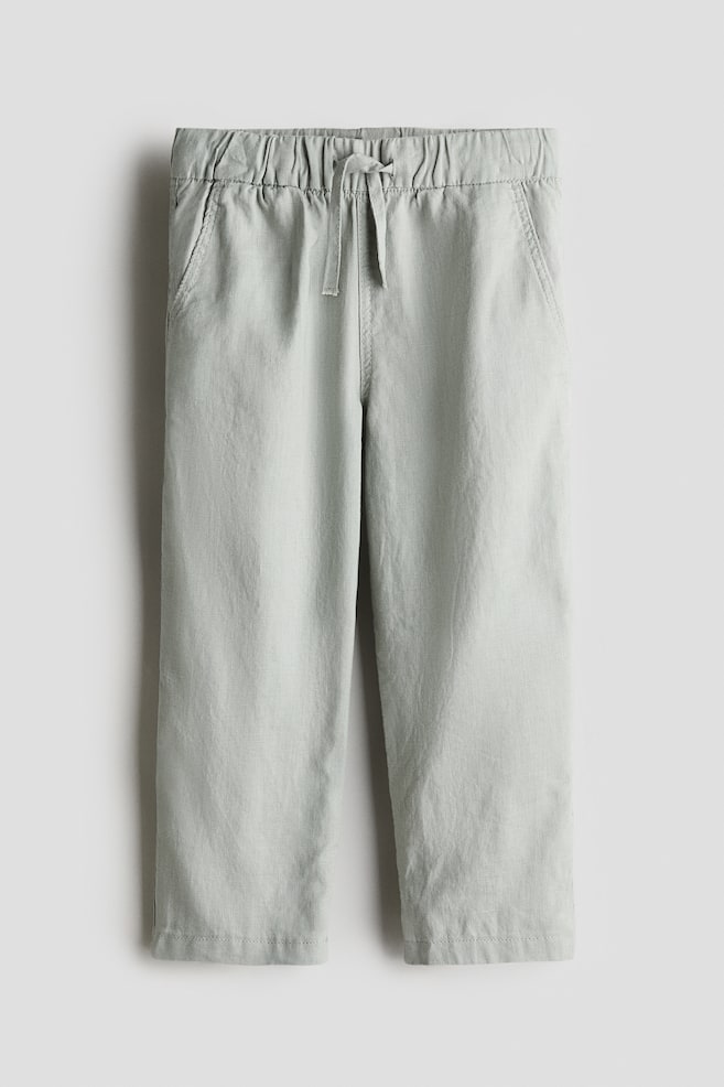 Pantalon en lin - Vert kaki clair/Bleu ancien clair/Beige clair - 1