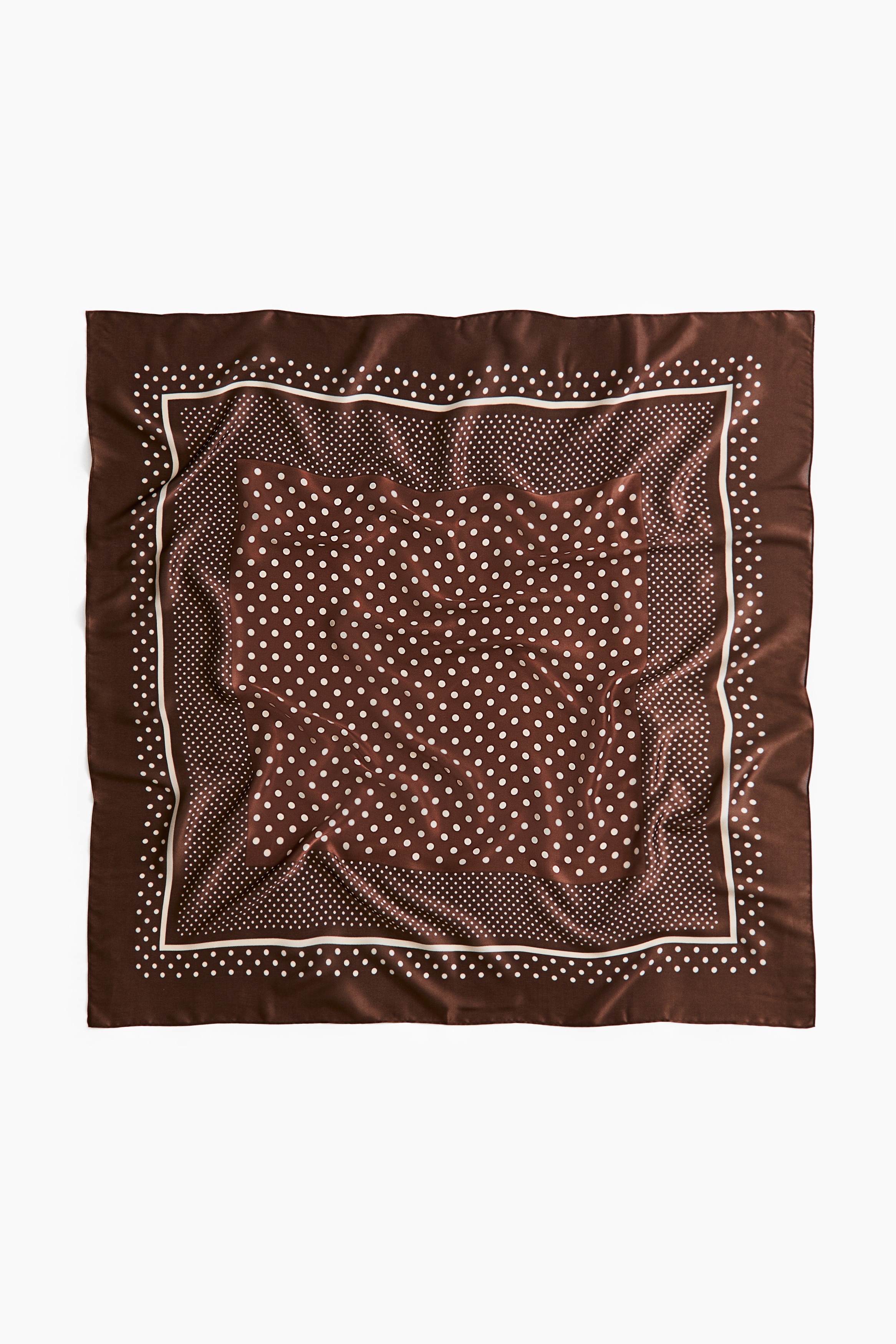 Patterned Scarf - Dark brown/dotted/Cream/border print/Navy blue/knots