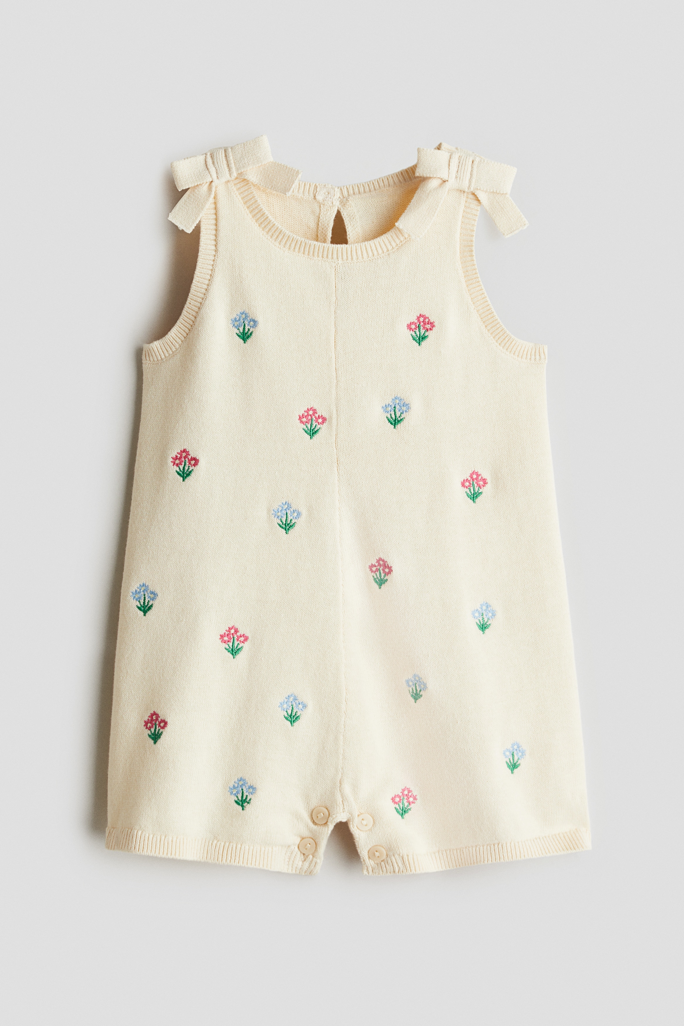 Φορμάκι με κοντά μπατζάκια και κεντημένα σχέδια - Κρεμ/φλοράλ