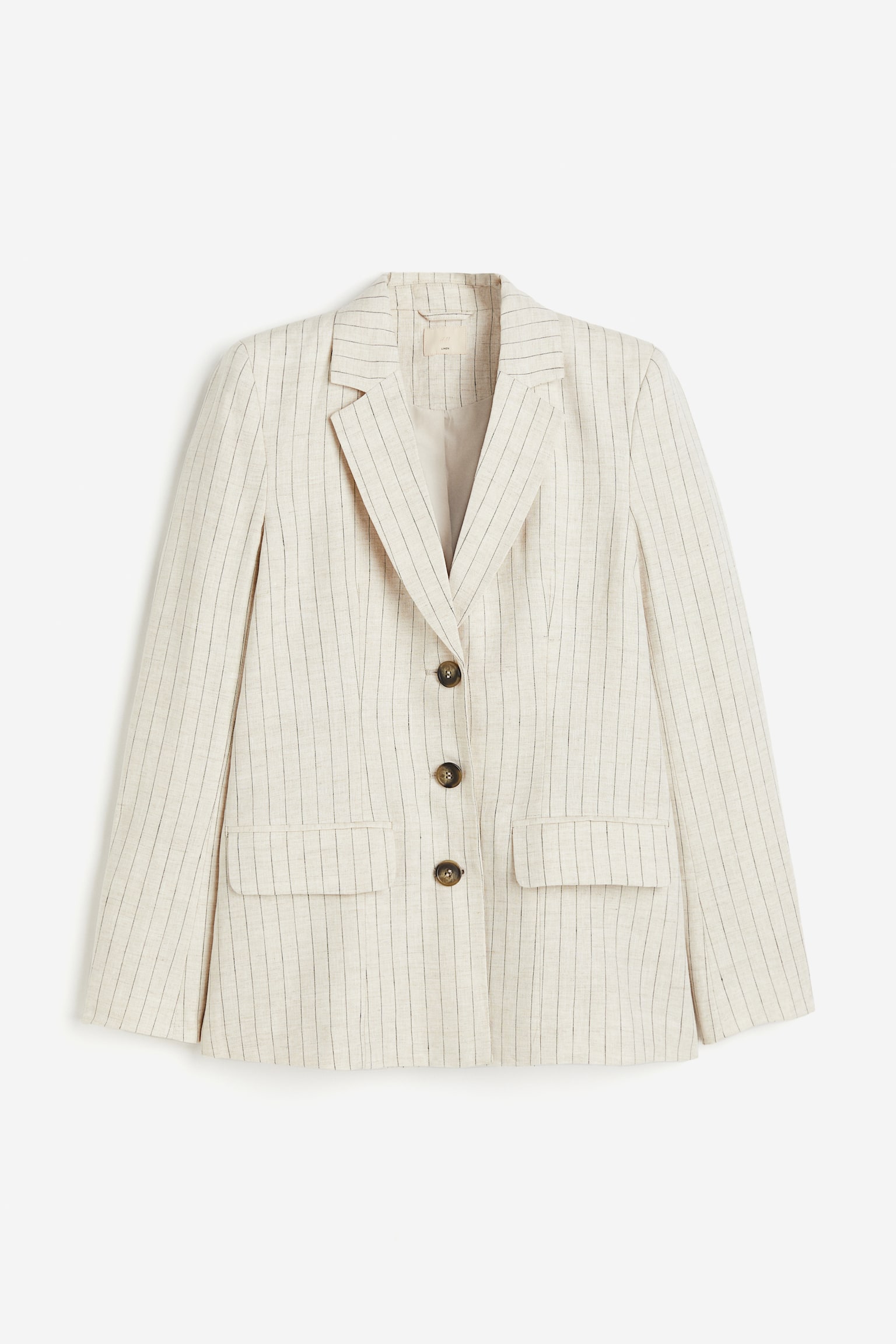 Linen Blazer - Light beige/Pinstripe - 2