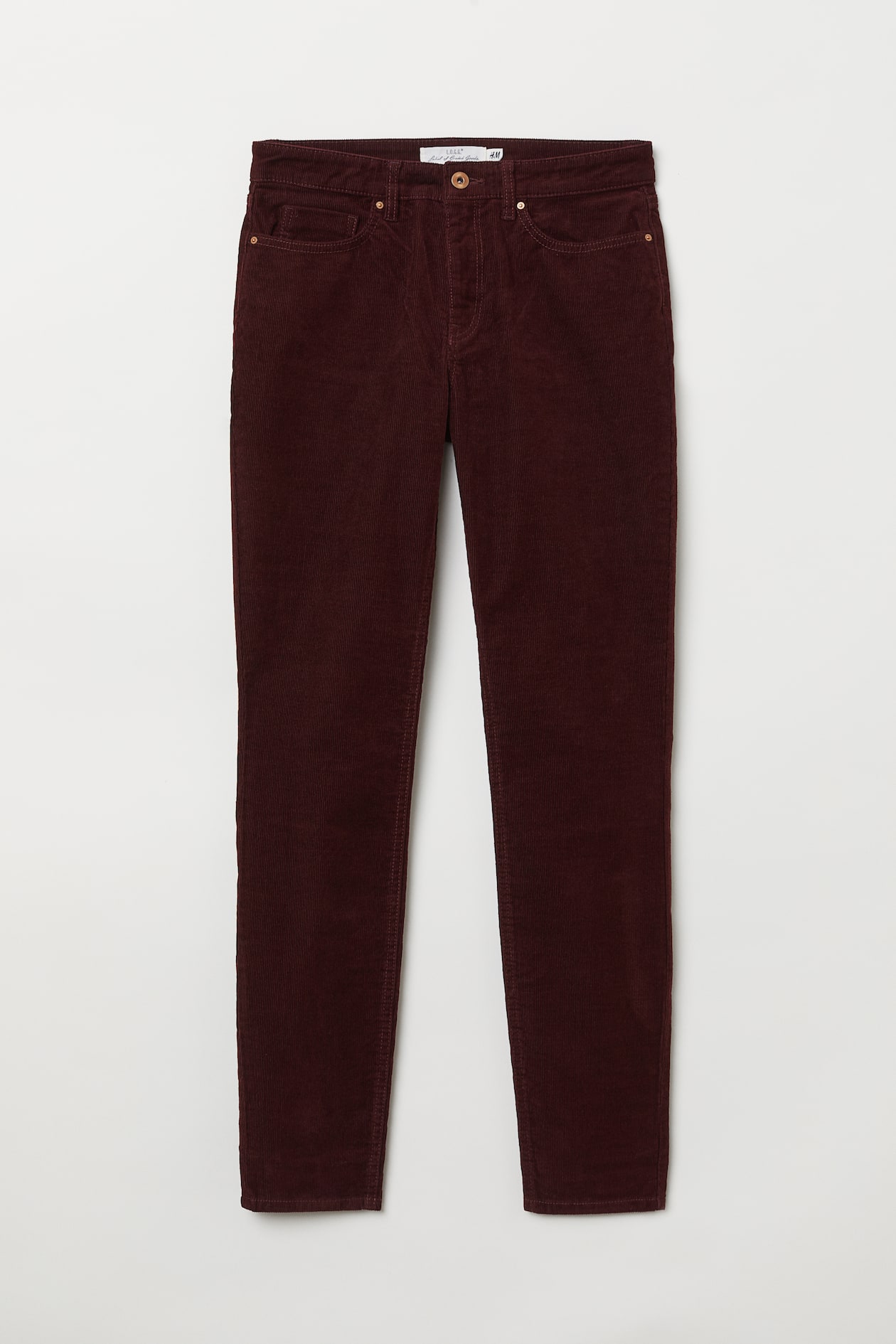 Corduroy Pants - Regular waist - Ankle-length - Burgundy - Ladies | H&M US