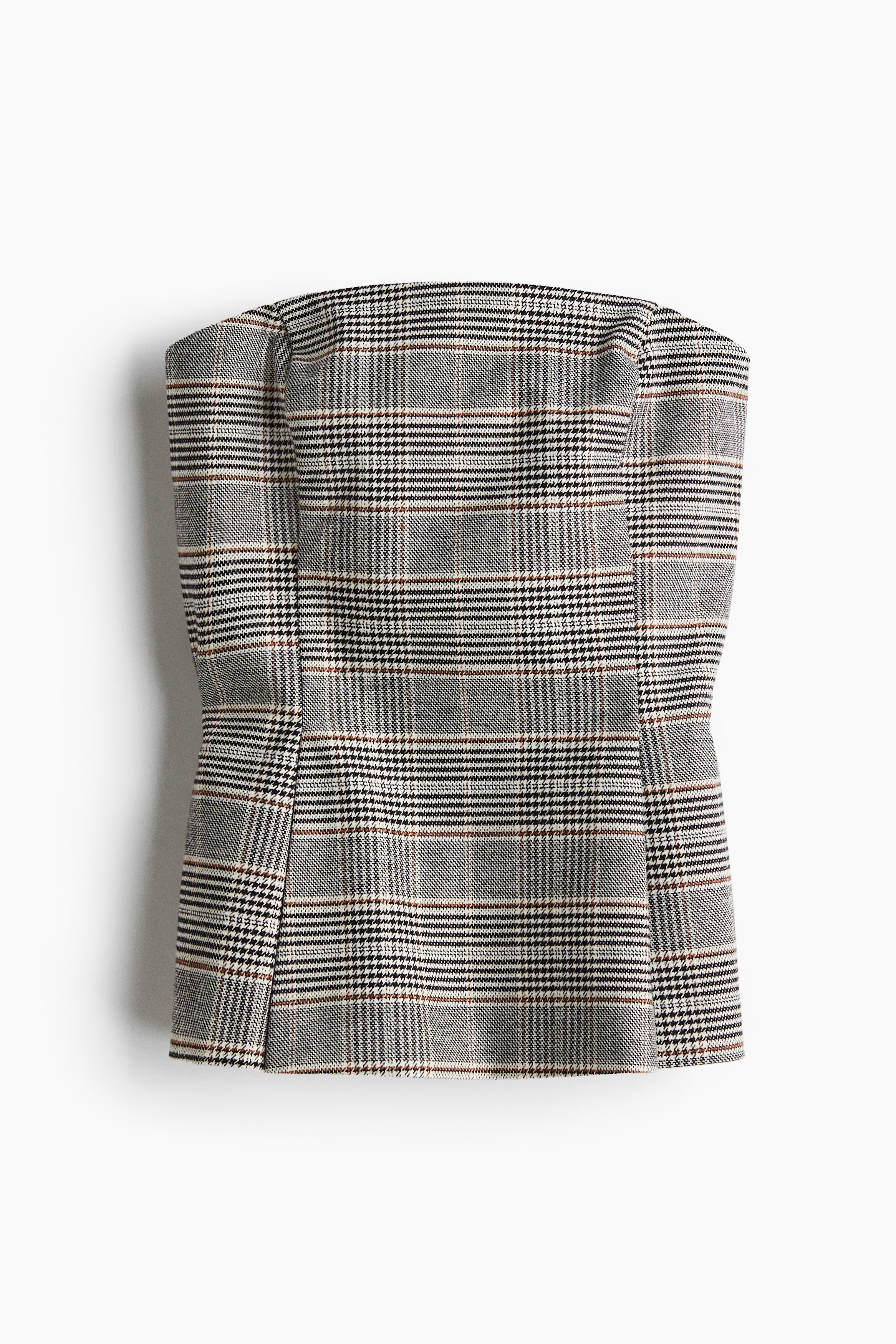 傘狀緊身胸衣 - 淺米色/格紋