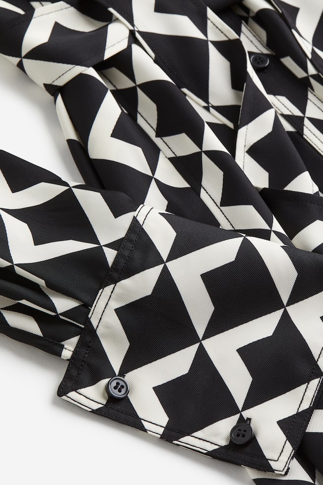 Tie-belt shirt dress - Black/White patterned/Black/Black/Striped/Cream - 6
