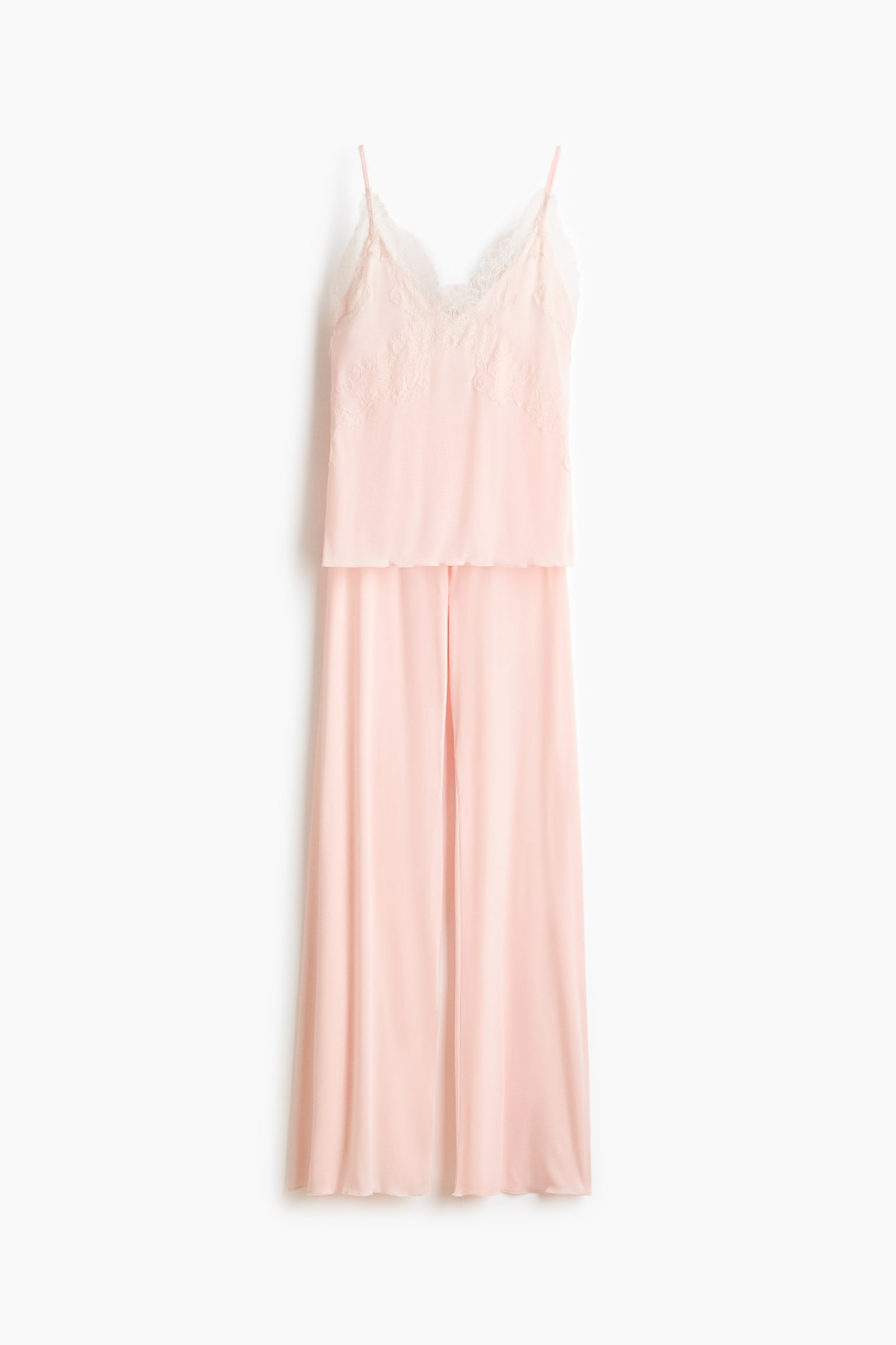 Pyjama en jersey avec dentelle - Rose pêche clair/Bourgogne/Noir - 1