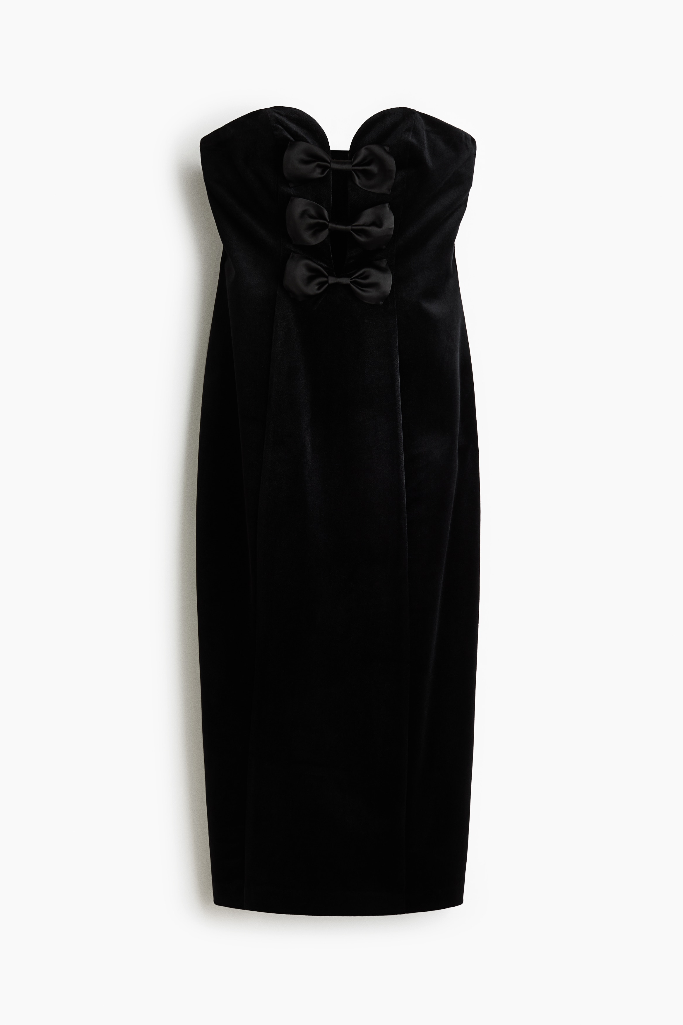 Bow-detail velour dress