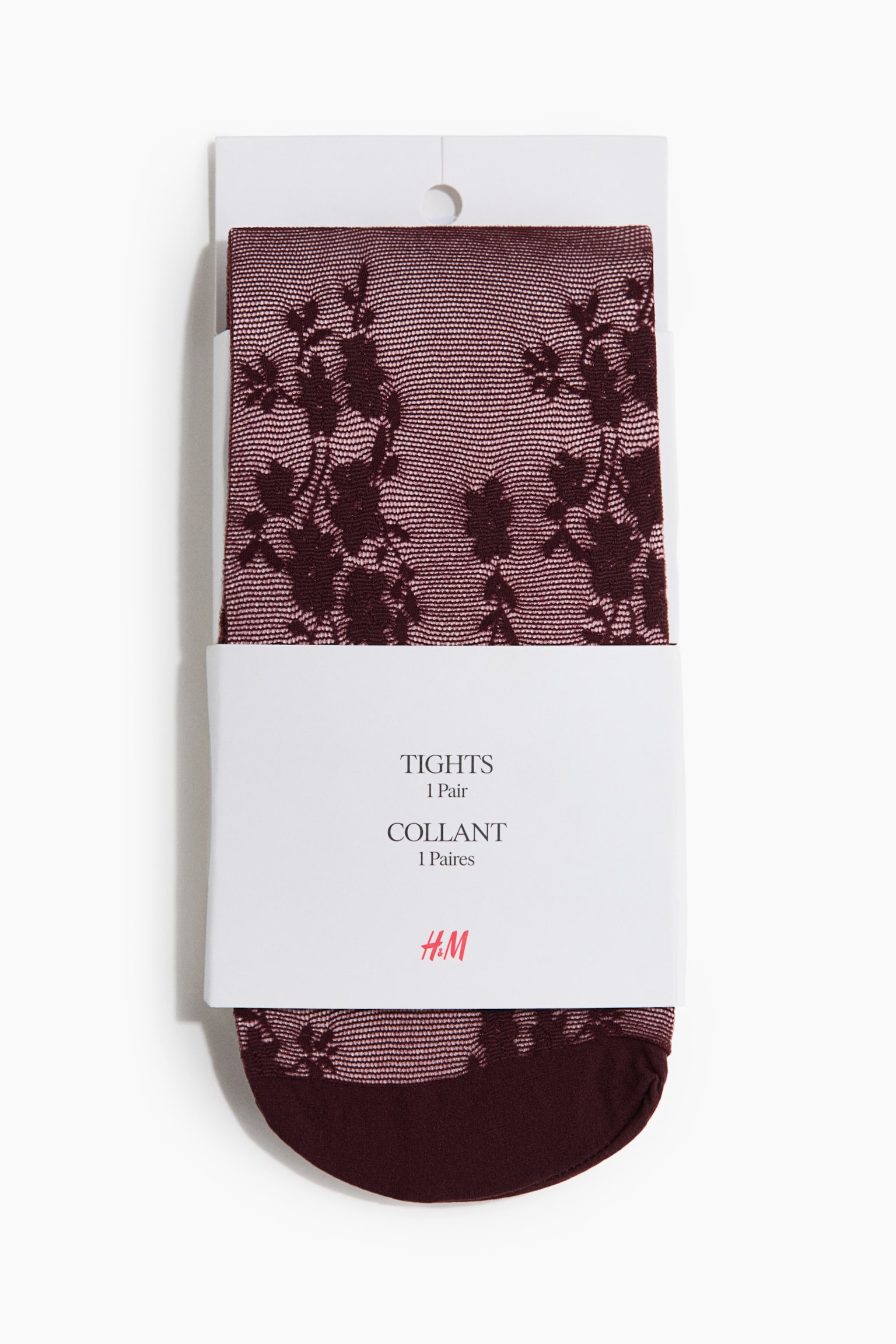 Patterned Tights - Burgundy/floral/Black/floral