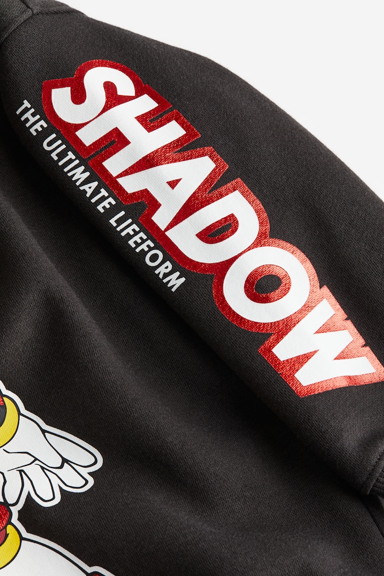 プリントスウェットパーカ - ブラック／ソニック・ザ・ヘッジホッグ  