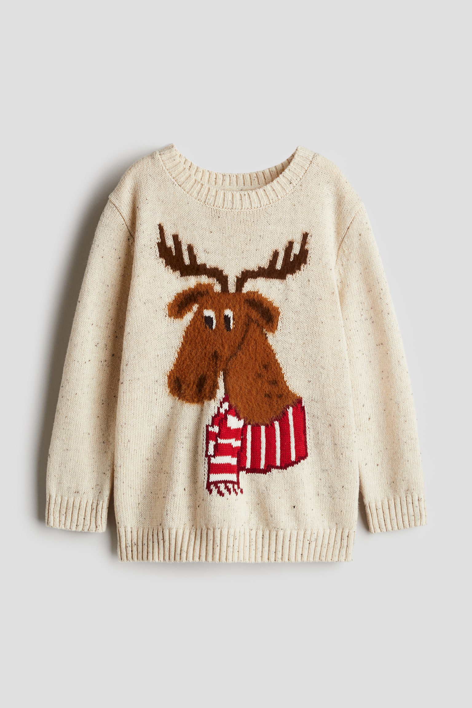 Jacquard-knit jumper - Light beige/Reindeer/Green/Christmas tree/Navy blue/Fox/Brown/Bear - 1