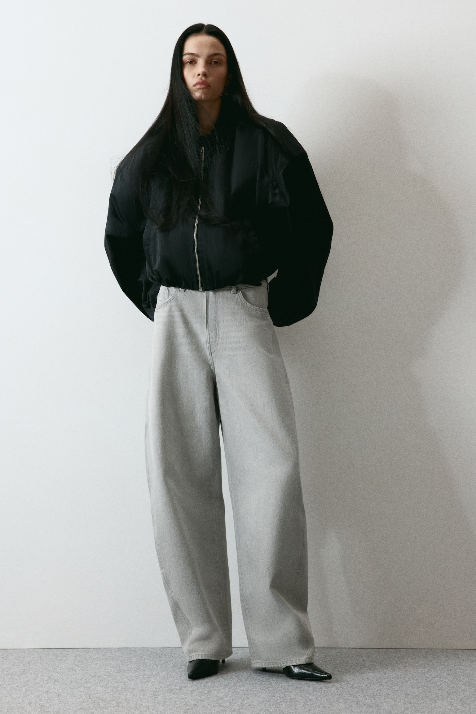 Barrel Leg High Waist Jeans - Lichtgrijs gemêleerd/Wit/Denimblauw/Washed zwart - 3