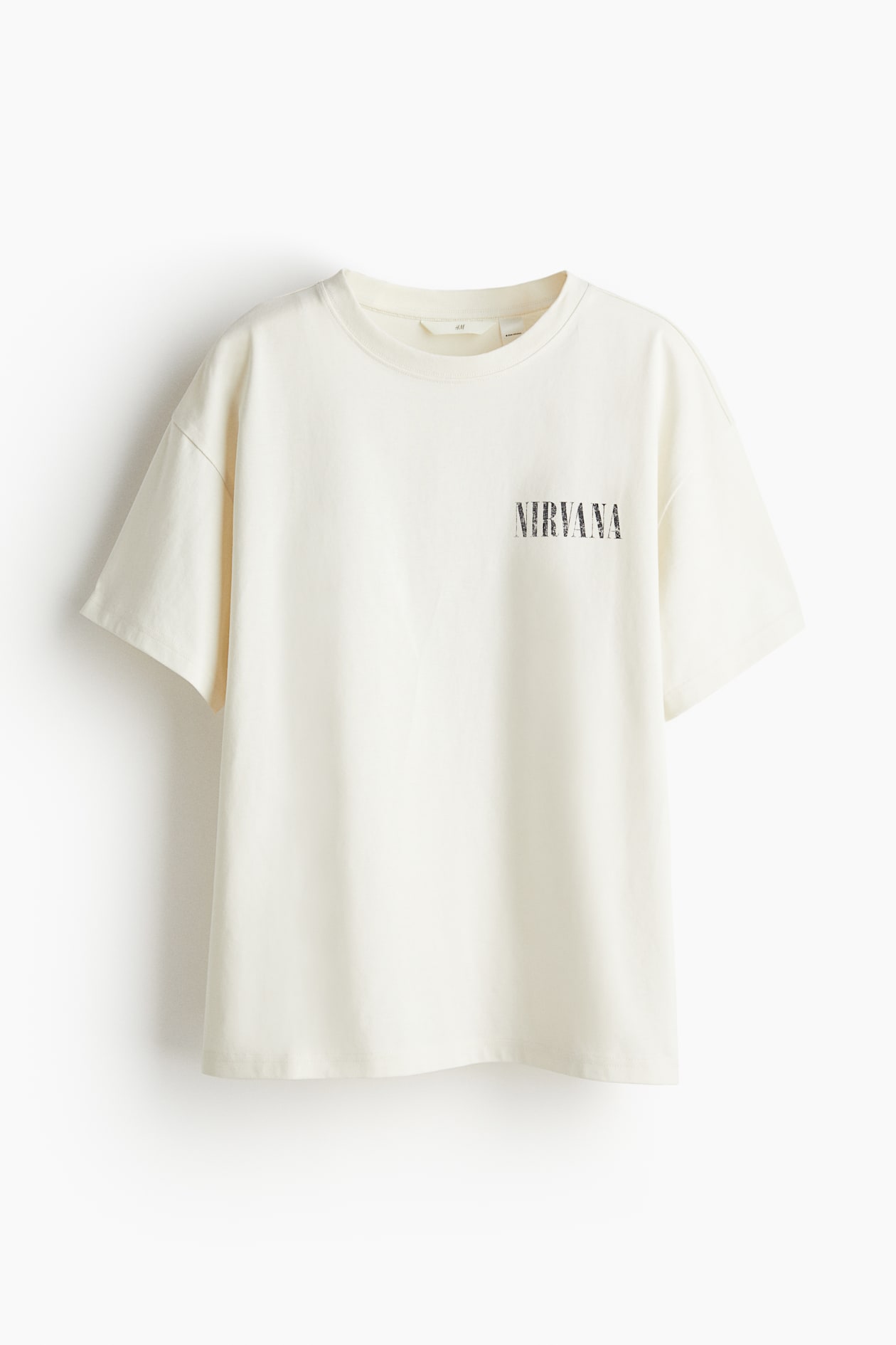 Nirvana Playeras Mujer H&m Playera Oversized Con Diseño Crema