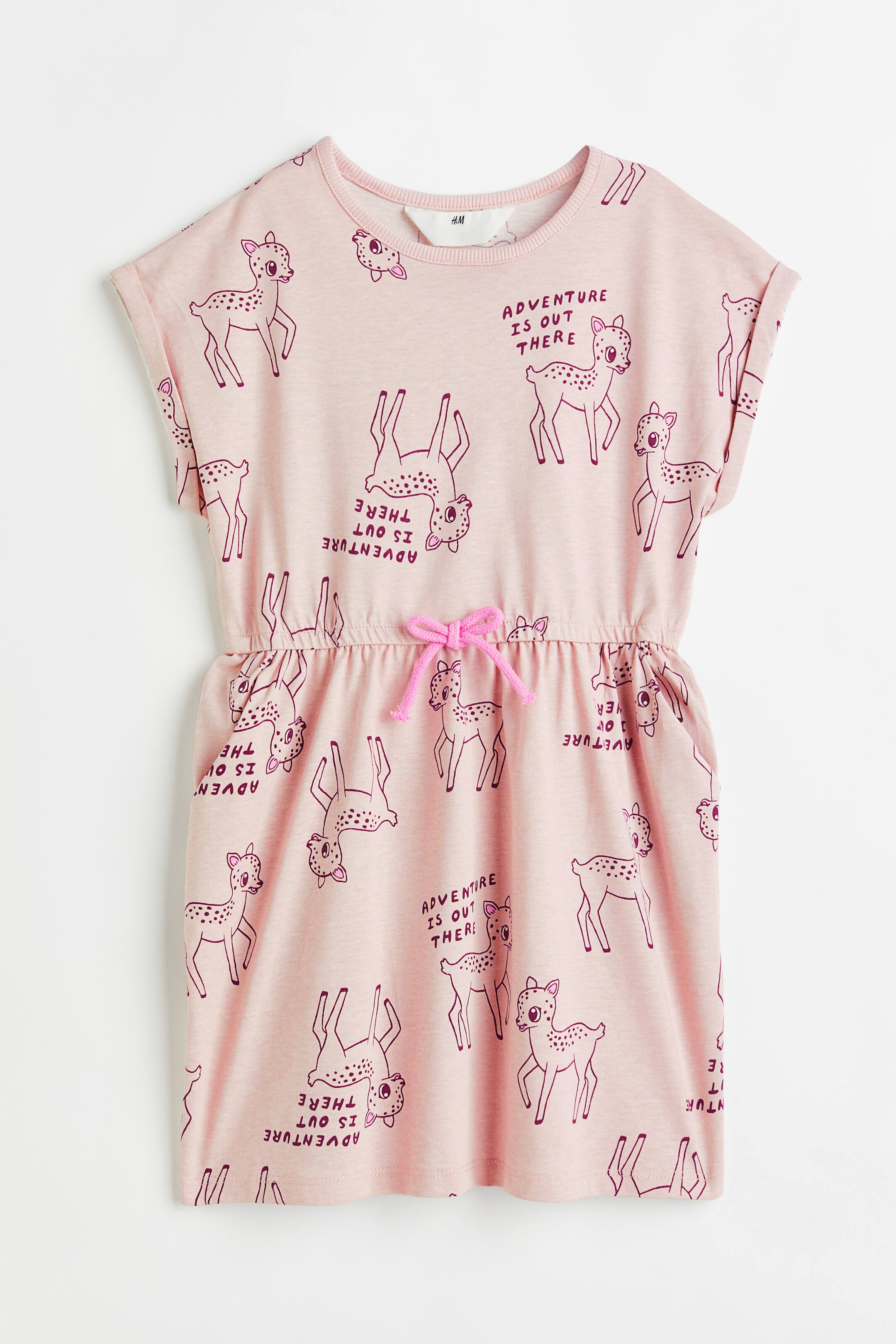 View larger image: Cotton Jersey Dress - Powder pink/deer - Kids | H&M PH 1