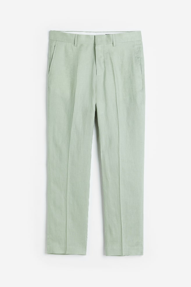 Regular Fit Linen suit trousers - Pistachio green/Light beige/Brown - 2