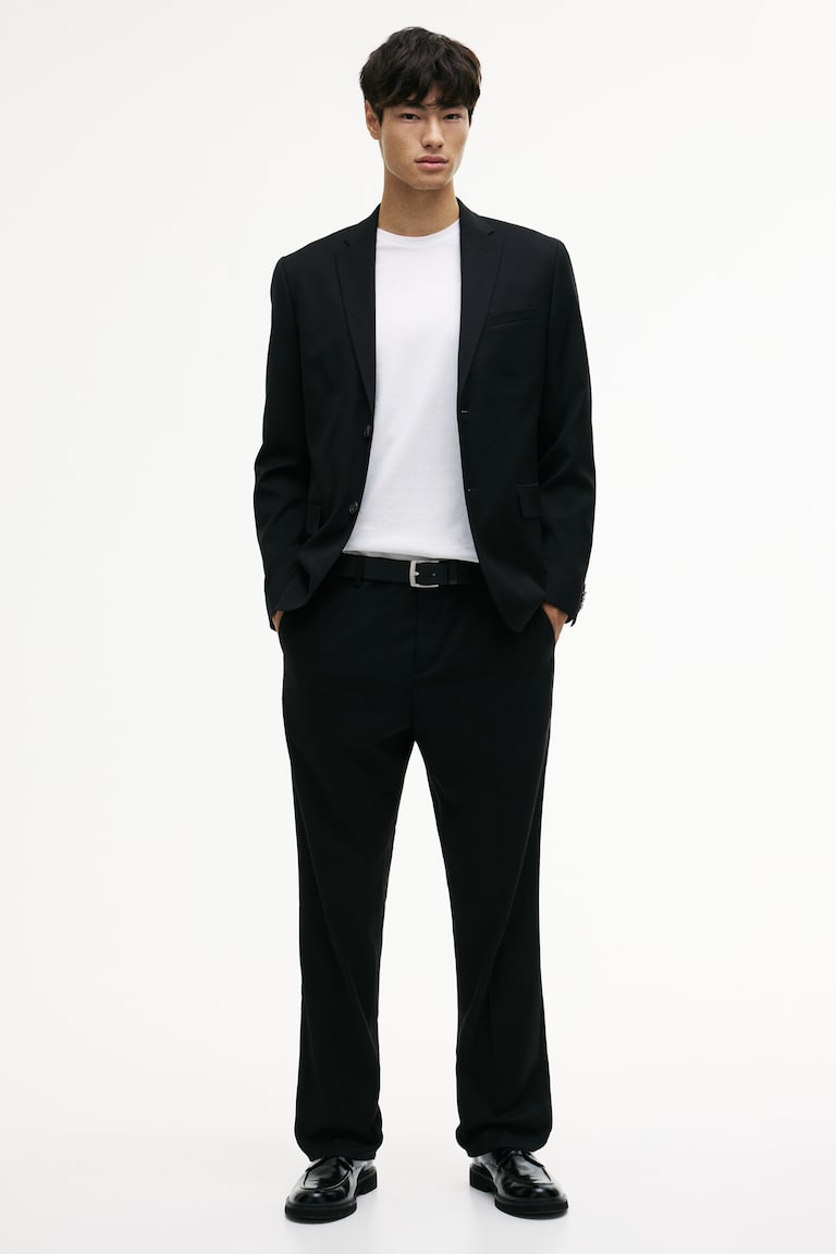 slim fit dress slacks Long Fitted Denim Dress Jacket Portblue – Broadway in Stanley main image 0