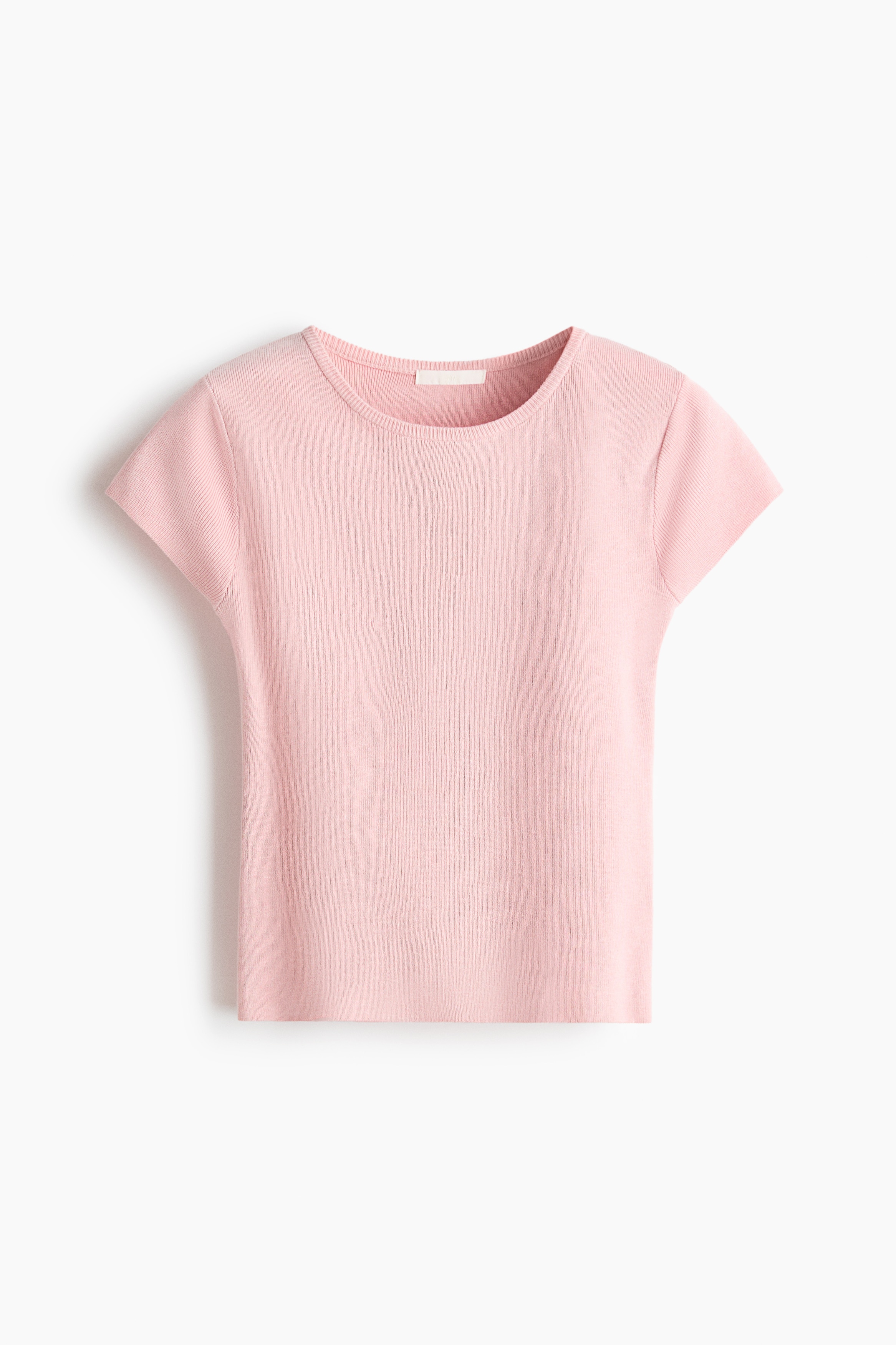 Fine-Knit T-Shirt - Light pink/Red