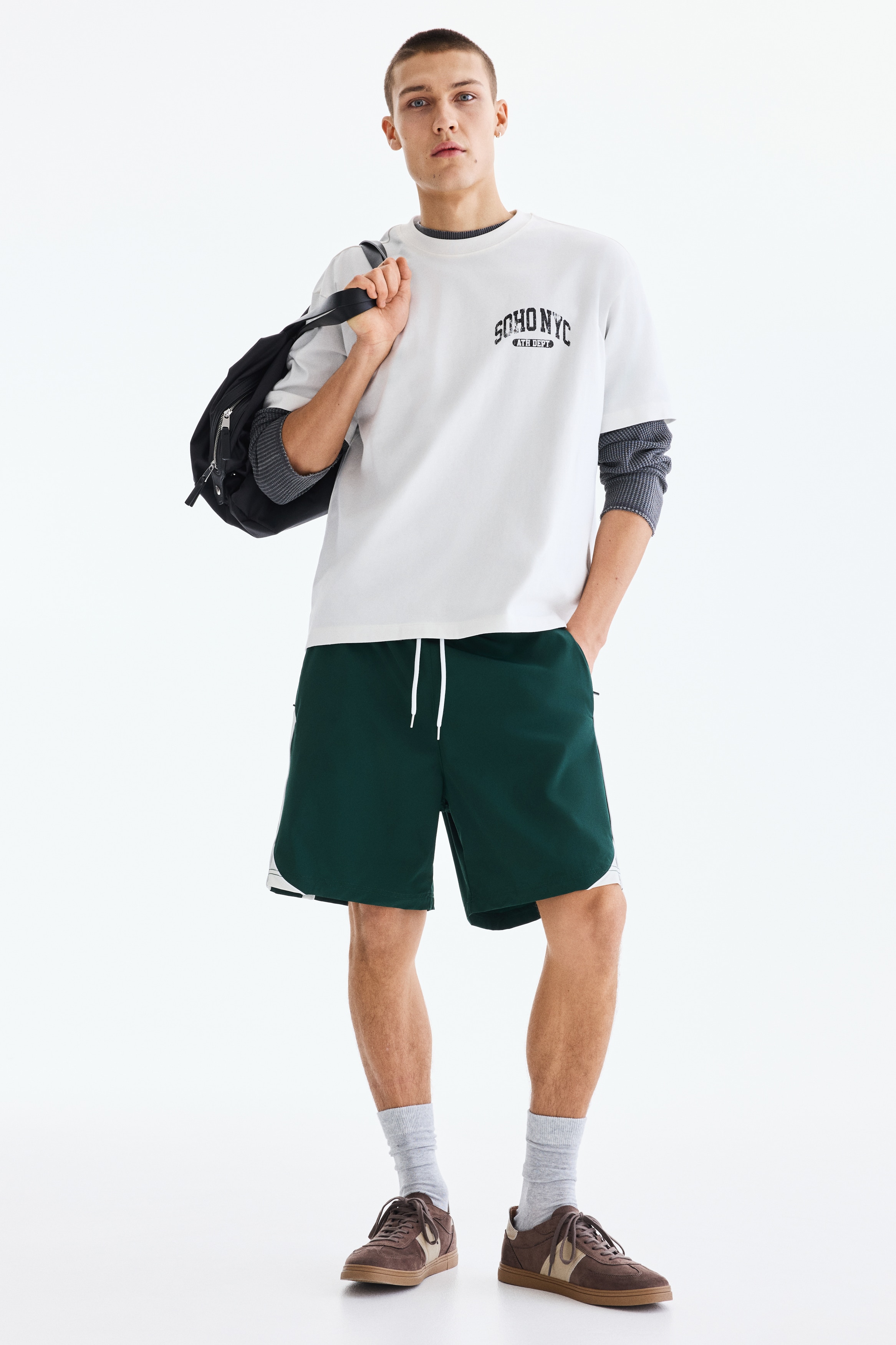 Regular-Fit Track Shorts - Dark green/color block/Burgundy/color block/Black/color block