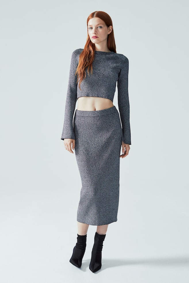 Knitted skirt - Dark grey/Silver-coloured - 1