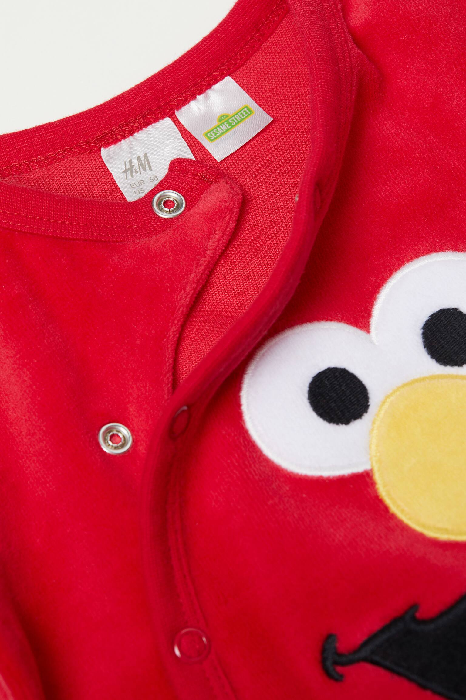 Schlafstrampler aus Velours - Rot/Sesamstrasse - 2