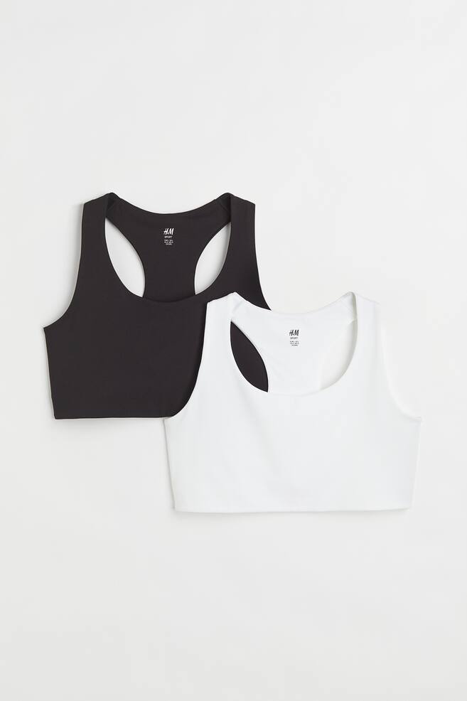 H&M+ 2-pack Medium Support Sports bras - White/Black - 1
