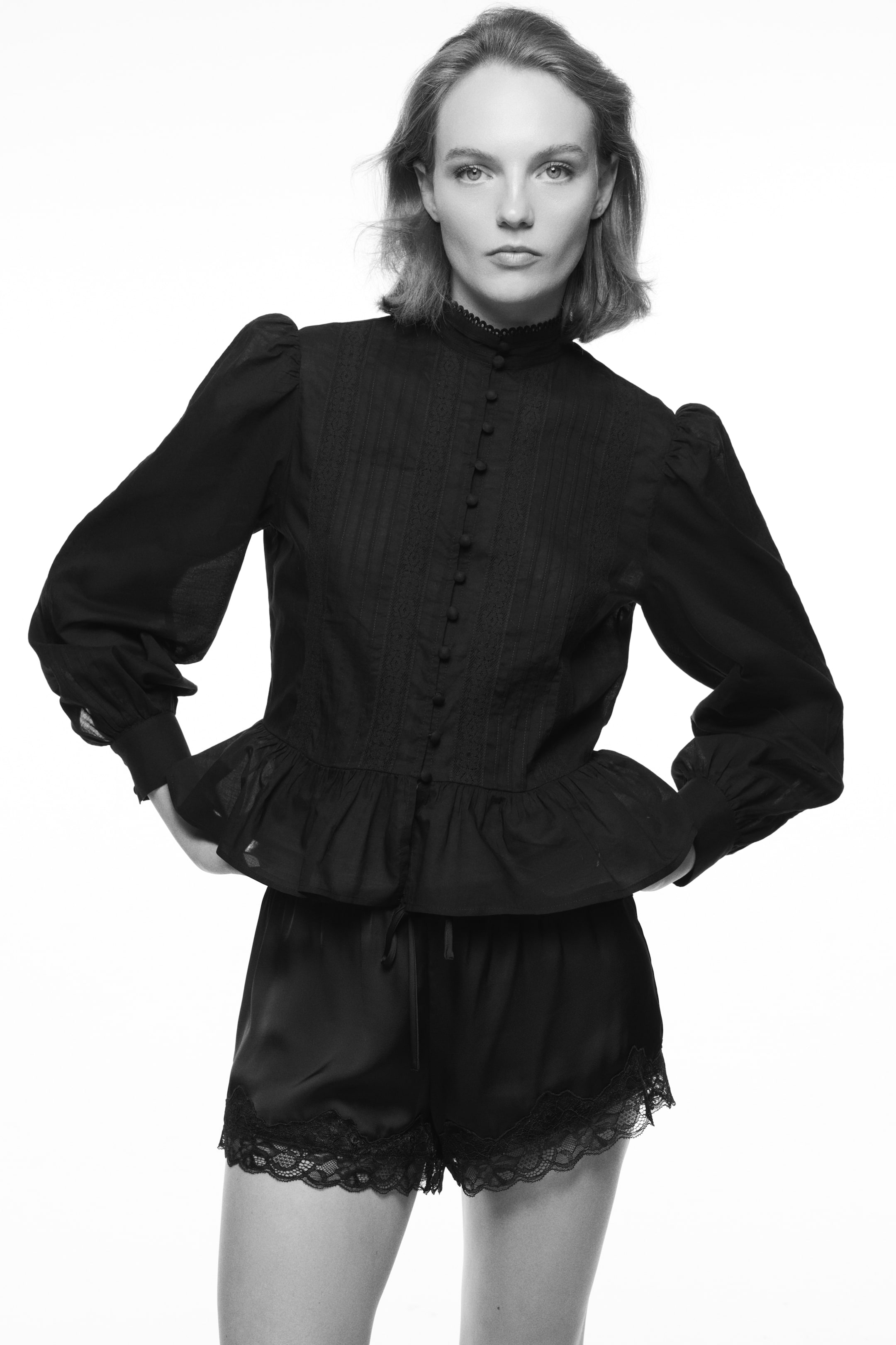 Blouse péplum en coton