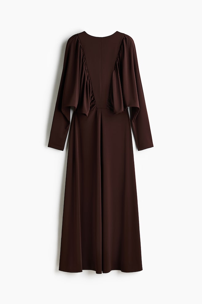 Gathered jersey dress - Dark brown - 1