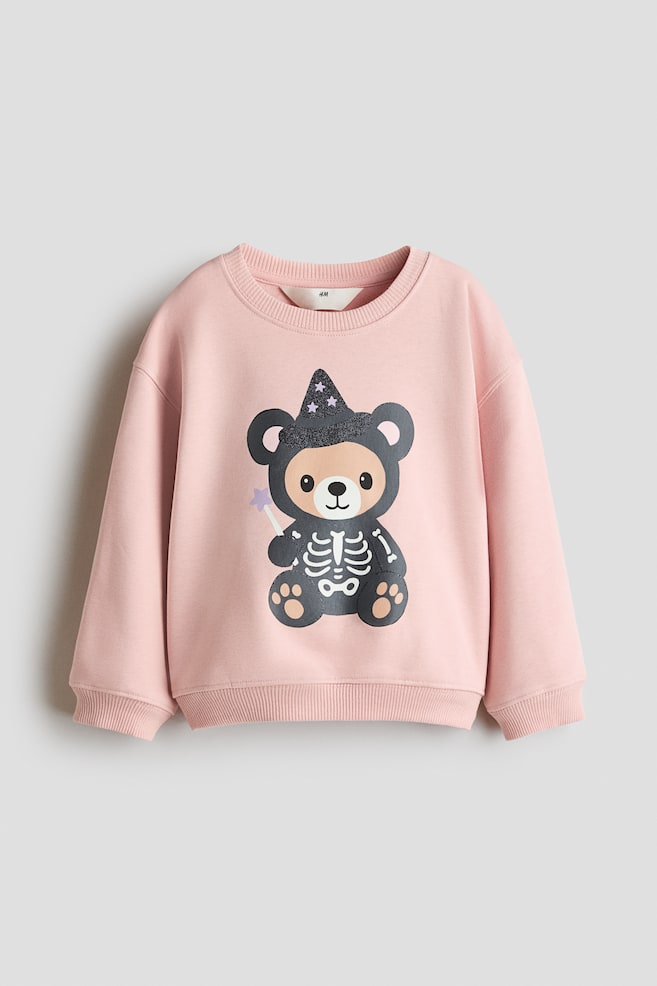 Motif-Detail Brushed-Inside Sweatshirt - Powder pink/teddy bear/Ivory/stars/Dark brown/Amour/Taupe melange/Pegasus/Light gray melange/Mon Amie/White/cherries/Light turquoise/Paris/Yellow/heart/Light pink/strawberries/Ivory/Milan - 1