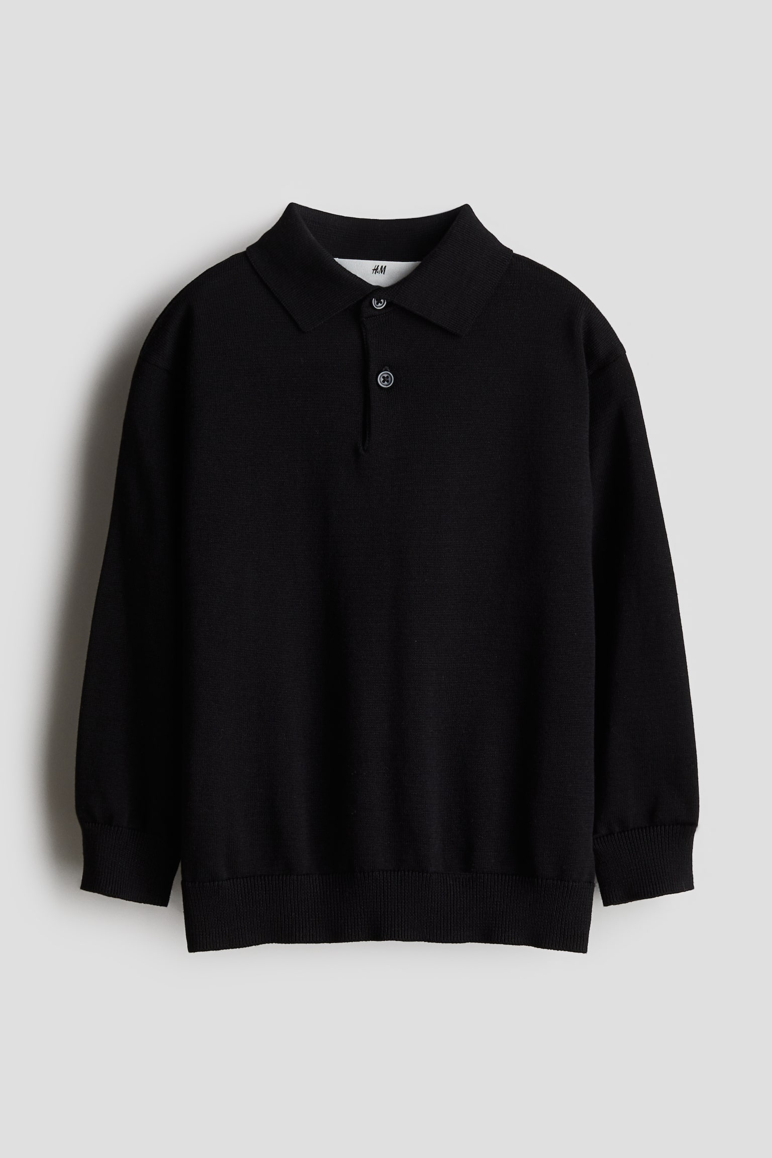 Fine-knit polo shirt - ブラック/クリーム/レッド - 1