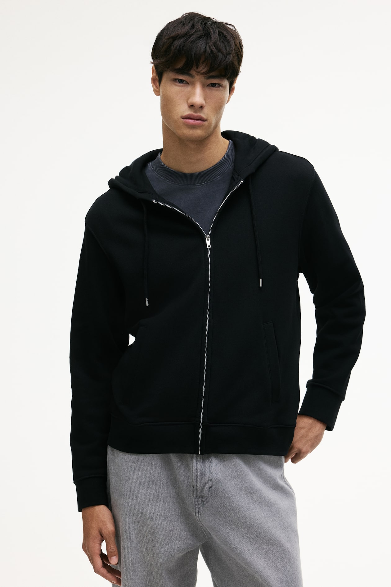 Regular Fit Zip-through hoodie Black Men H&M IN
