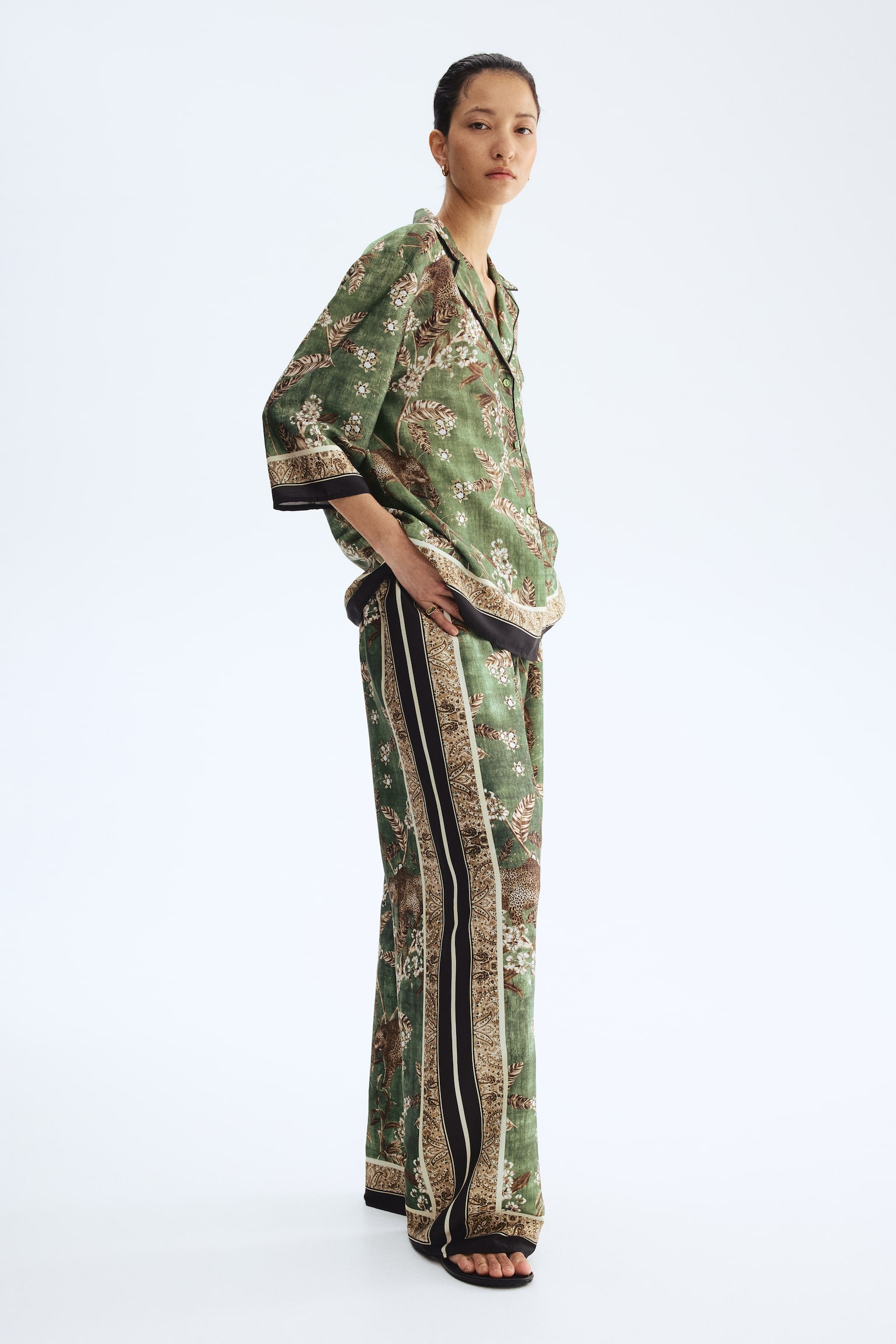 Printed resort shirt - Green/Leopards - 5