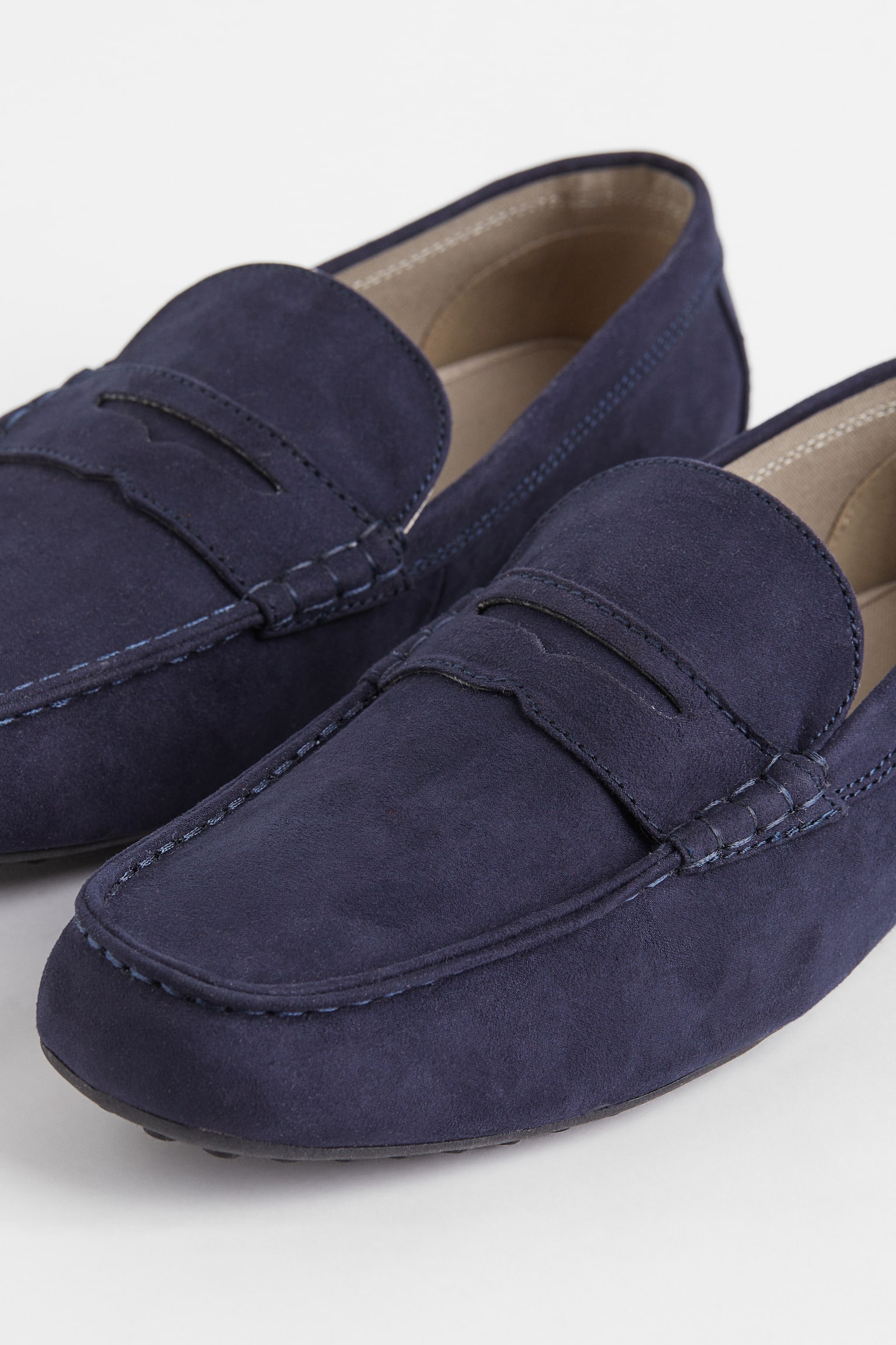 Faux Suede Driving Shoes - Dark blue/Black/Beige/Black - 2