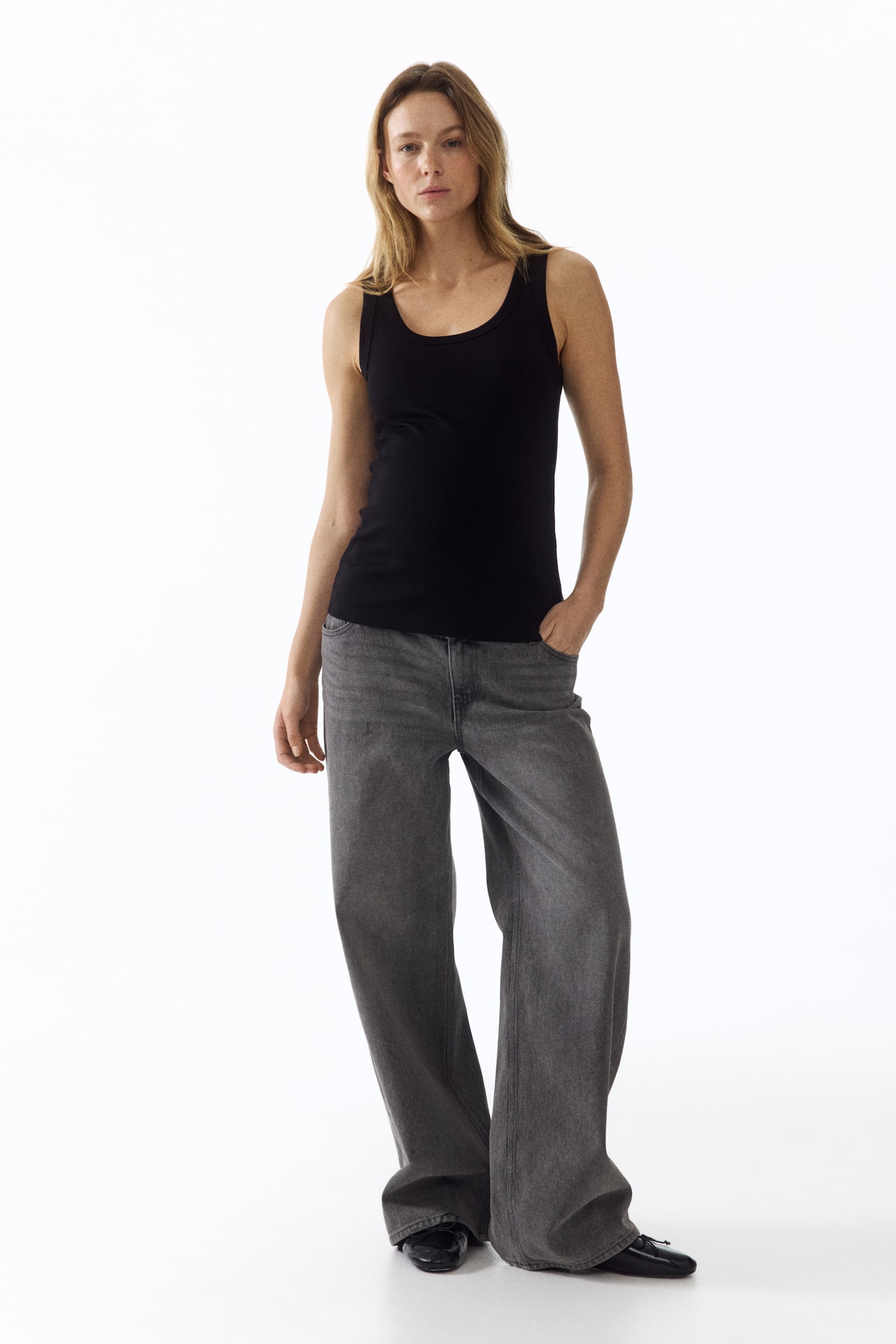 MAMA Ribbed vest top - Black/White/Dark brown/Khaki green - 6