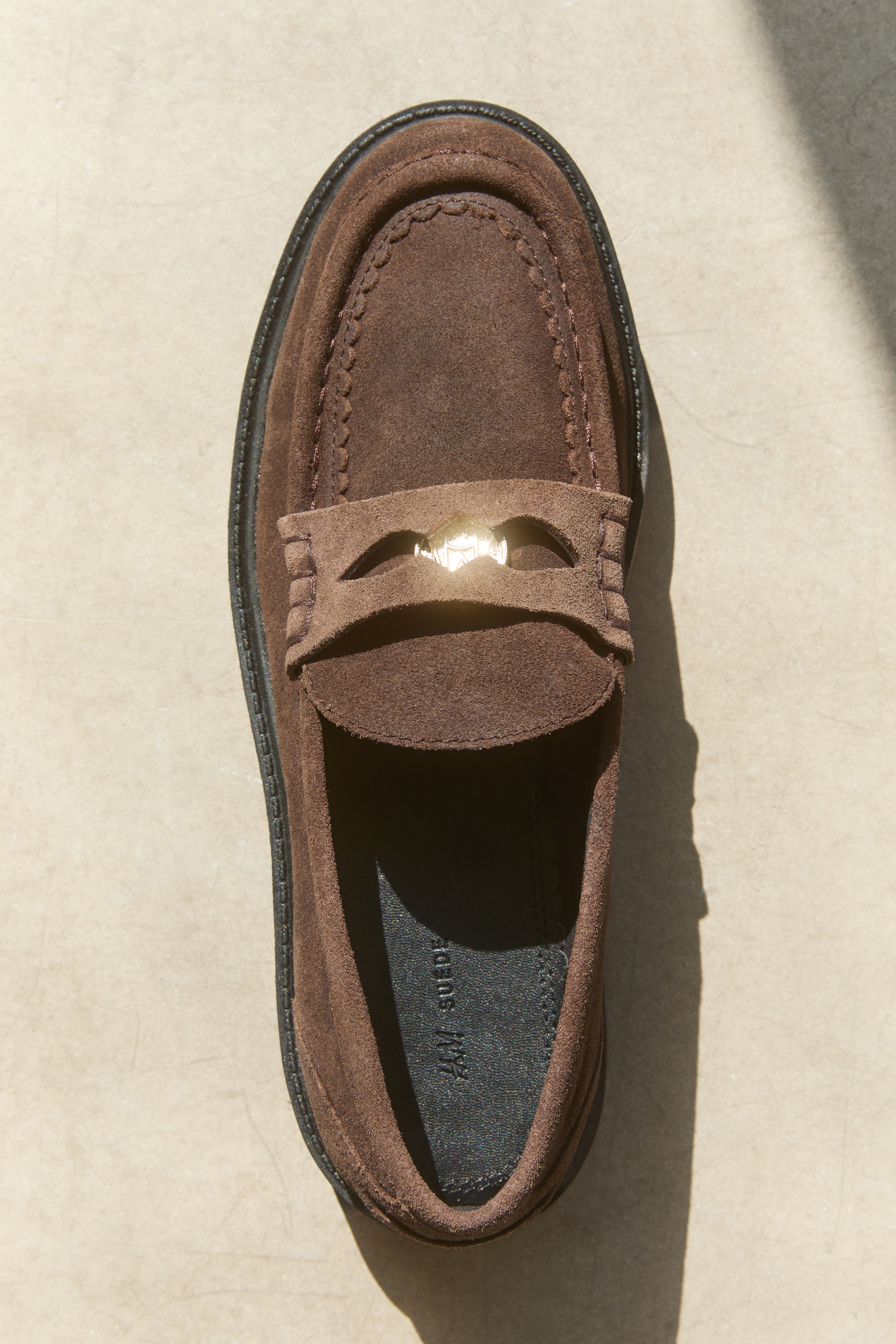 Chunky split suede loafers - Dark brown