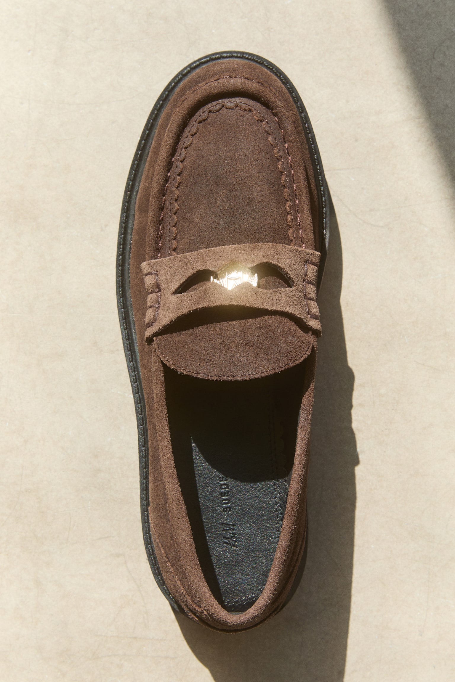 Chunky split suede loafers - Dark brown/Beige - 1