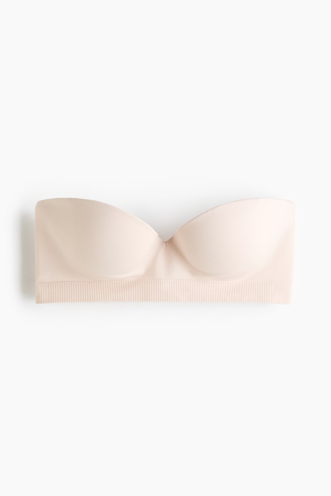 Seamless Padded Balconette Bra - Pale beige/Black - 1