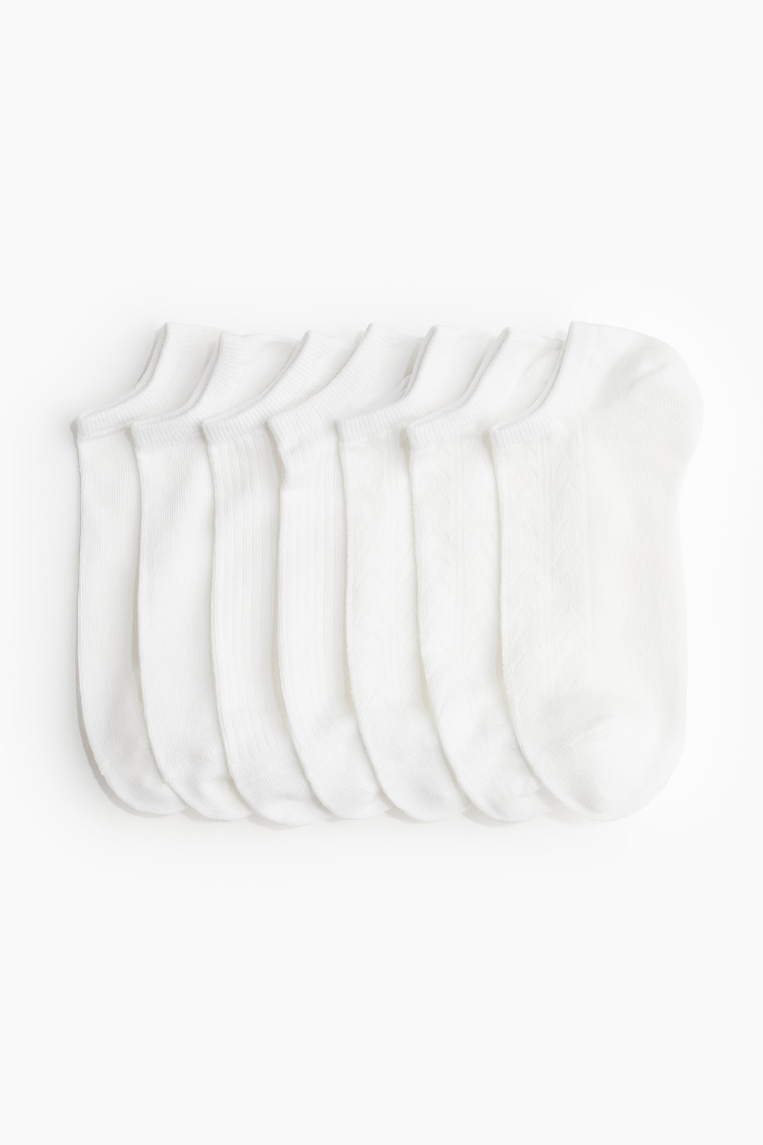 7-pack ankle socks - White/White/Stripe/Cream/Small flowers/White/Light grey marle - 1