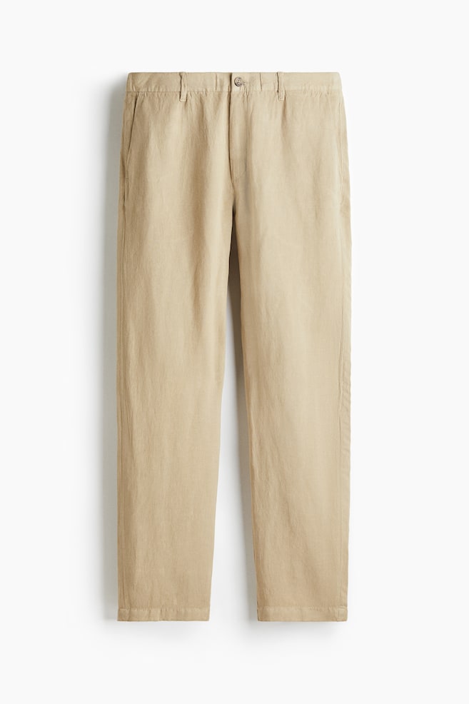 Regular-Fit Linen-Blend Pants - Beige - 1