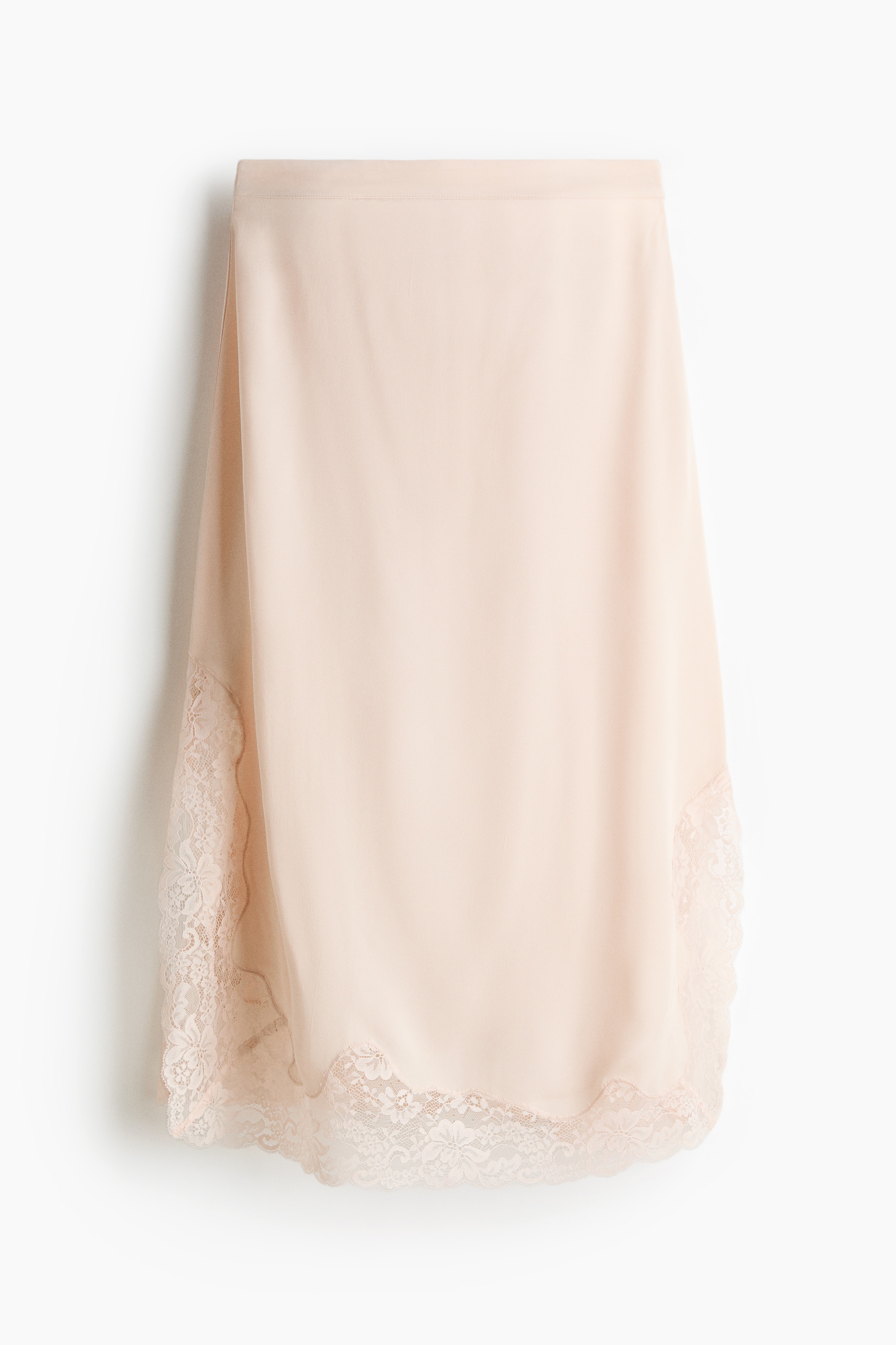 Lace-trimmed viscose skirt - Light powder pink