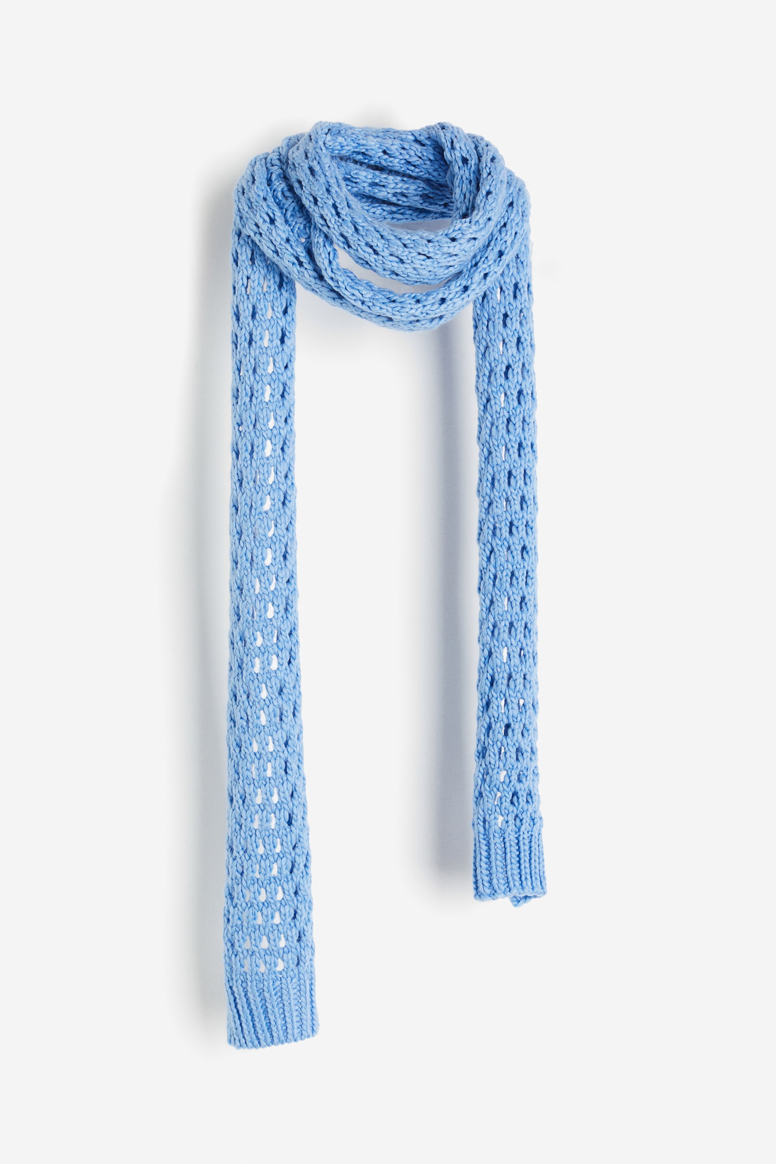 Skinny hole-knit scarf - Blue - 1